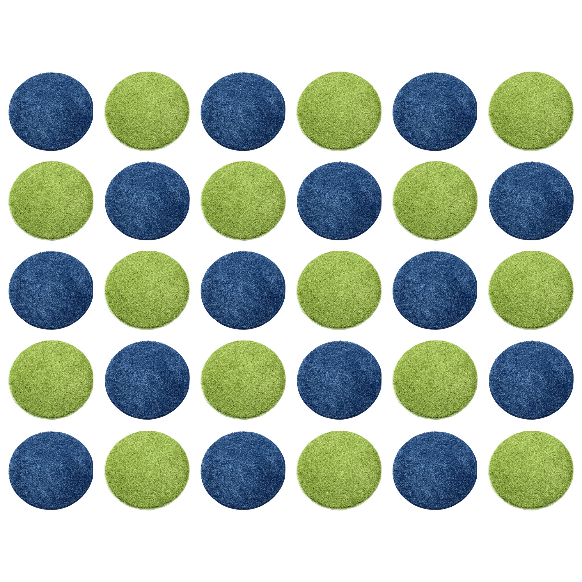Children’s Classroom Carpet Circle Seats – Lime & Vibe Blue | 18” Round Soft Floor Cushions