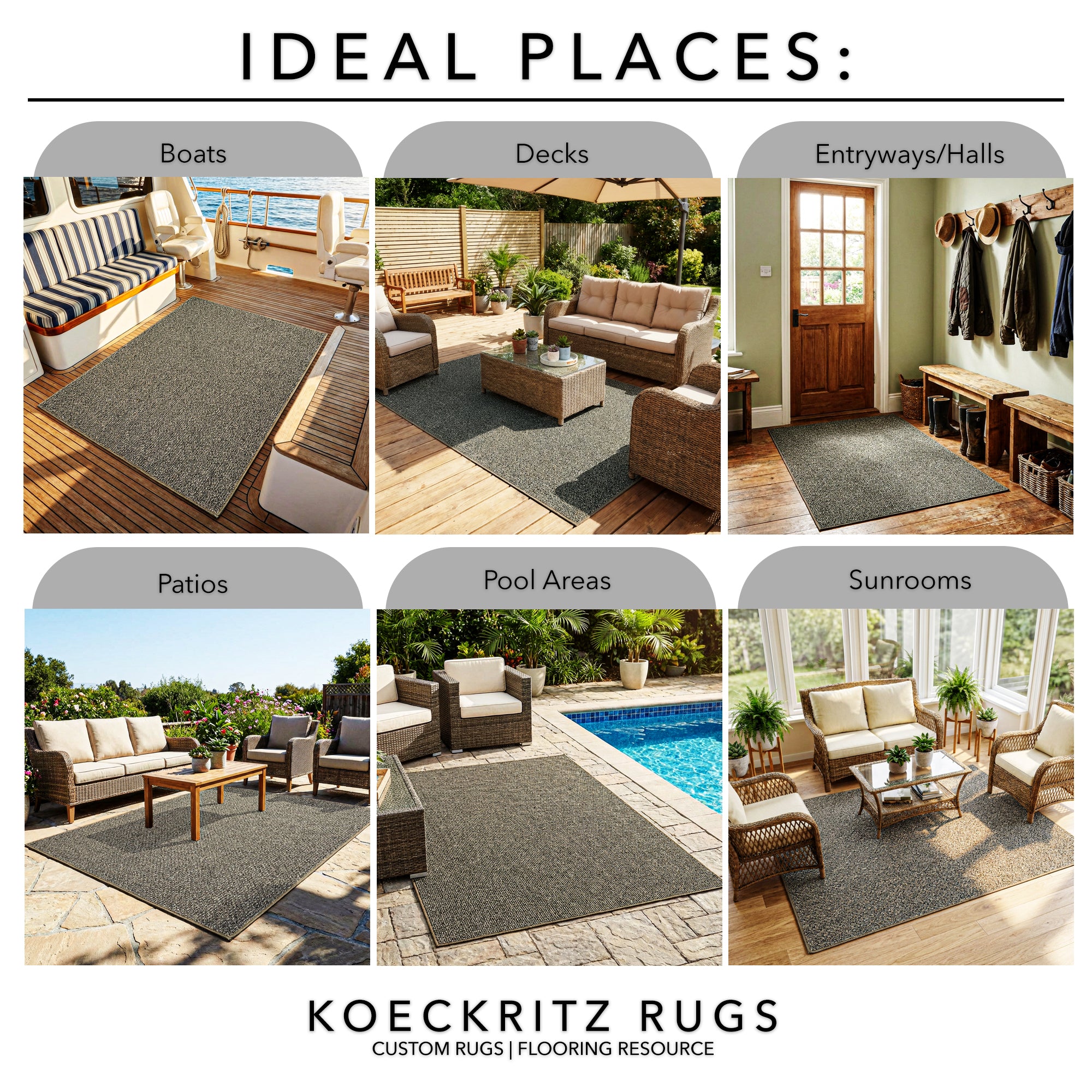 Natural Path Indoor/Outdoor Area Rug – Custom Sizes, 6 Colors