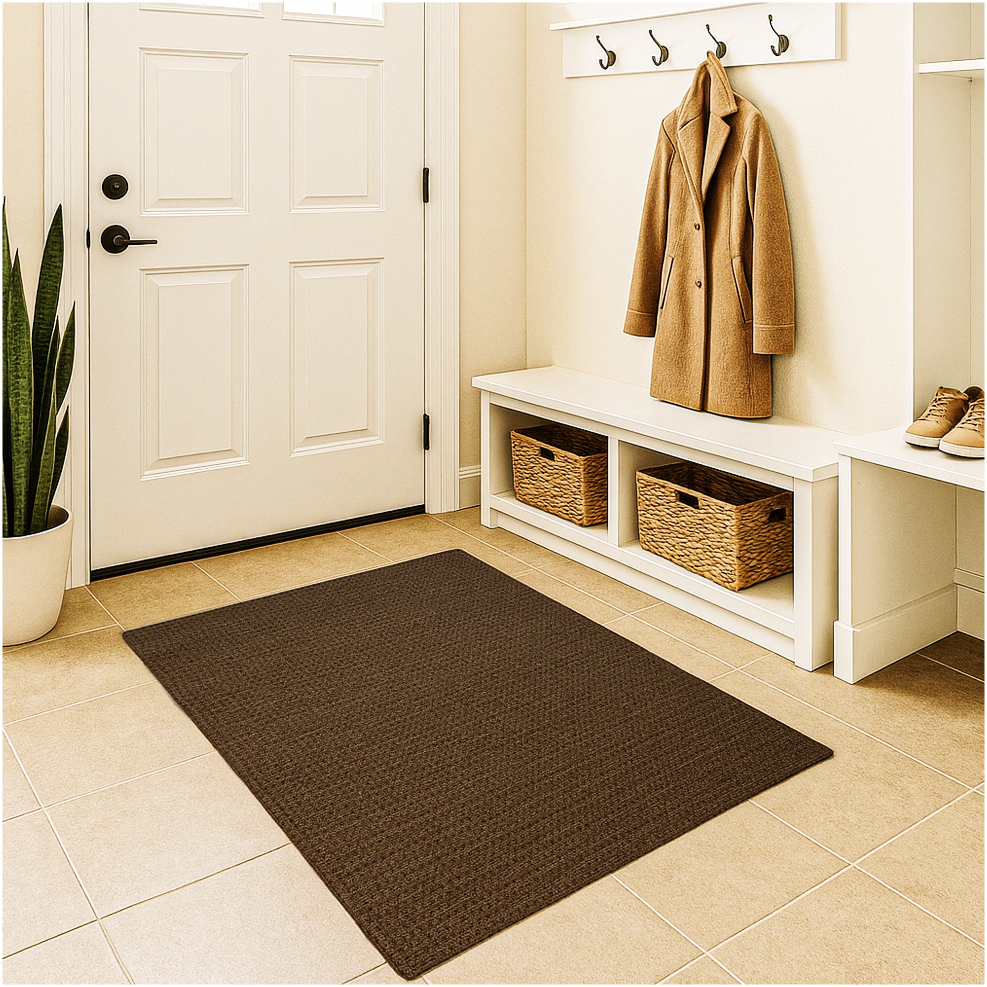 Interlace Waffle Pattern Indoor & Outdoor Rug – Eco-Friendly PET Fiber, Custom Sizes