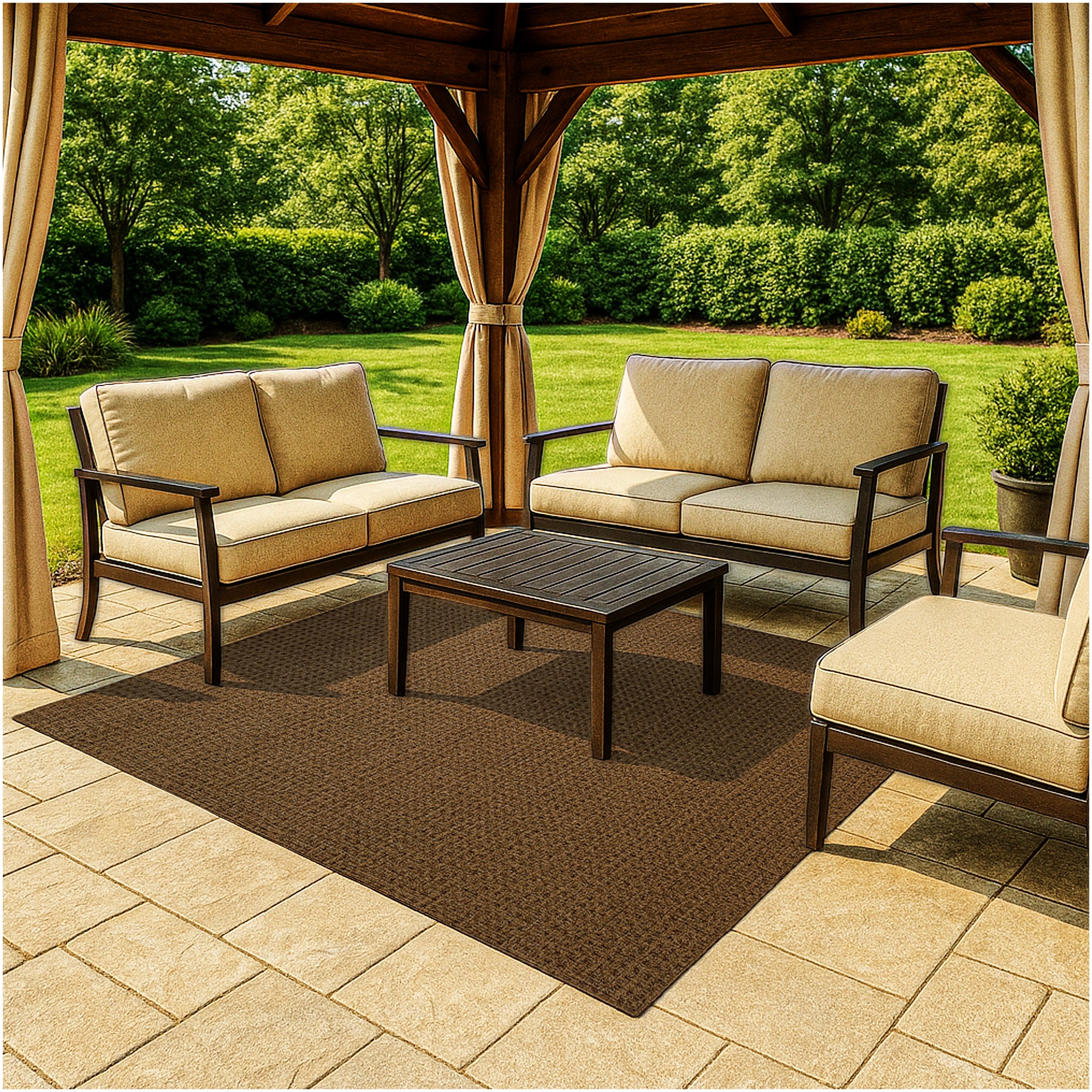 Interlace Waffle Pattern Indoor & Outdoor Rug – Eco-Friendly PET Fiber, Custom Sizes