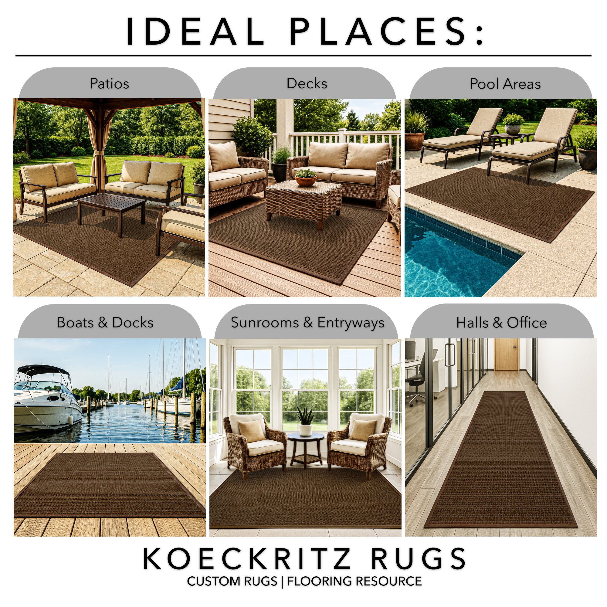 Interlace Waffle Pattern Indoor & Outdoor Rug – Eco-Friendly PET Fiber, Custom Sizes