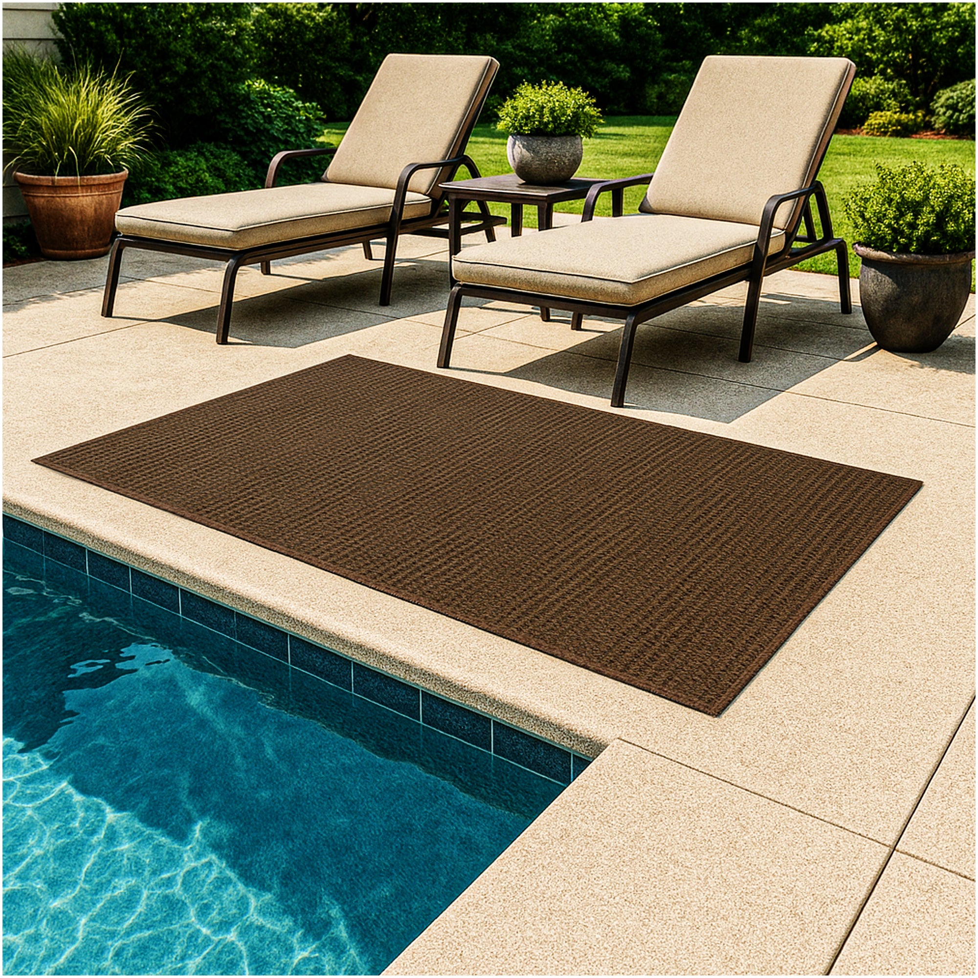 Interlace Waffle Pattern Indoor & Outdoor Rug – Eco-Friendly PET Fiber, Custom Sizes