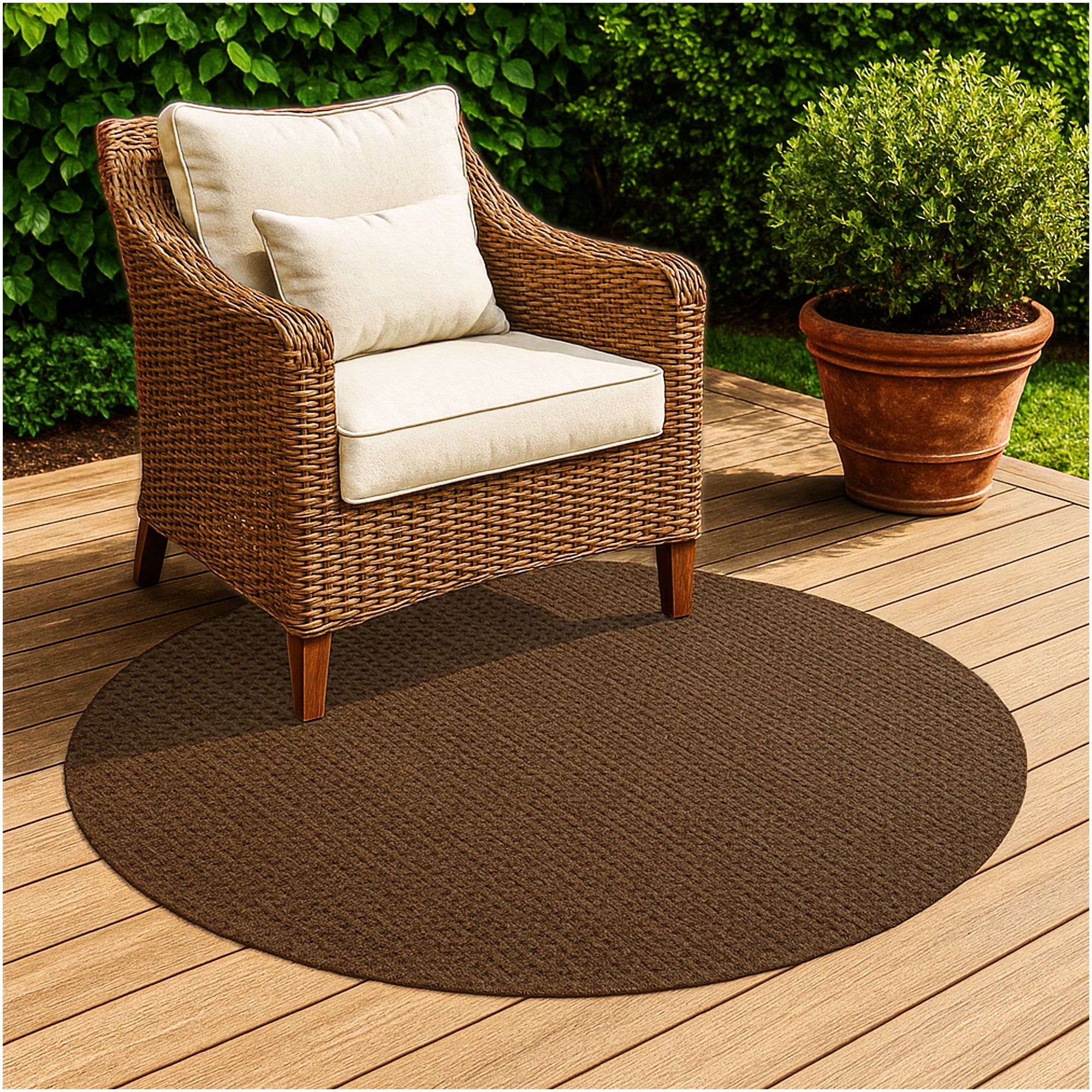 Interlace Waffle Pattern Indoor & Outdoor Rug – Eco-Friendly PET Fiber, Custom Sizes