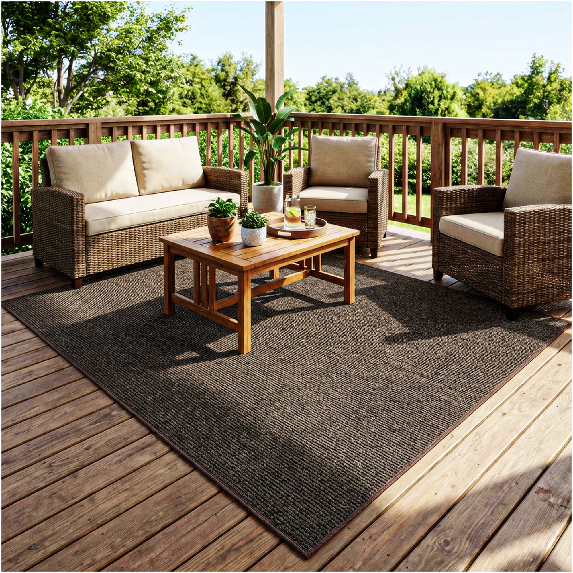 Wassaw Ribbed Indoor/Outdoor Area Rug – Lightweight PET Fiber, 6 Colors