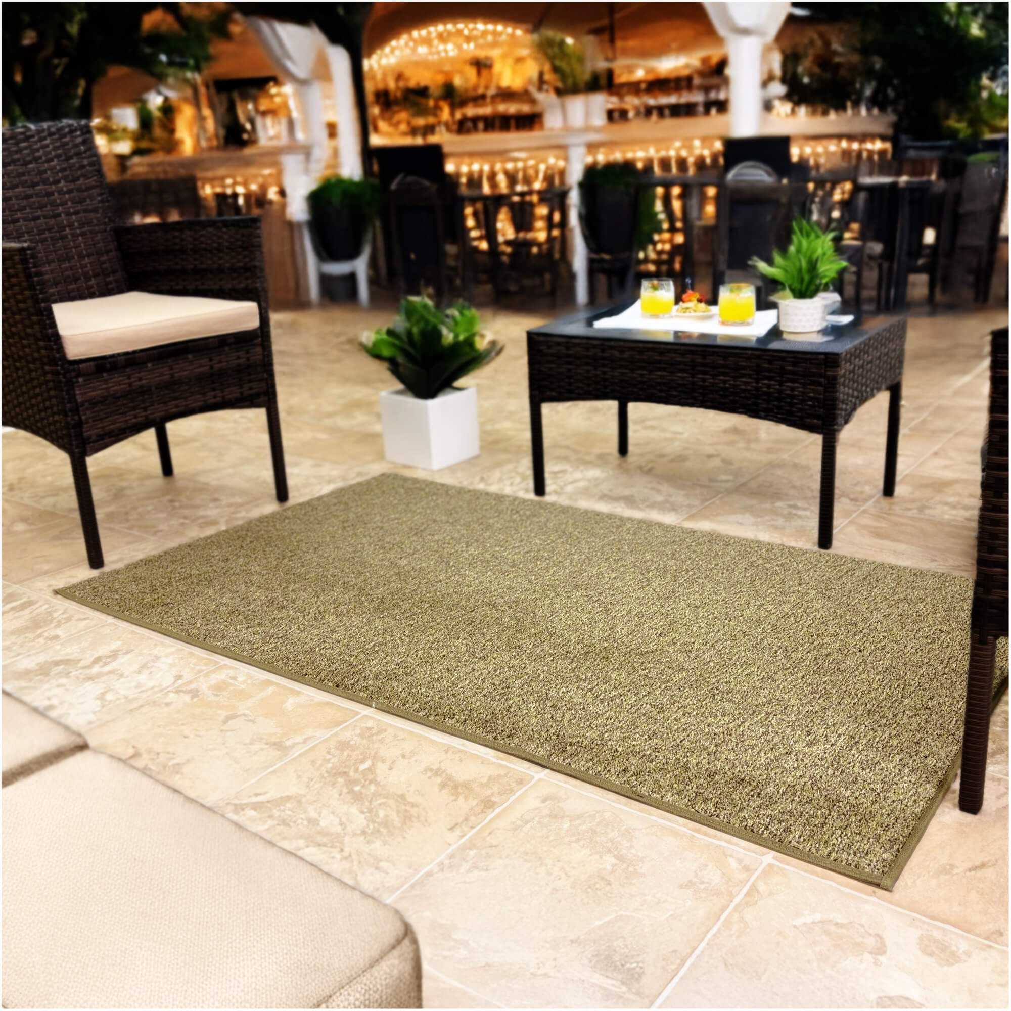 Cabana Tweed Artificial Grass Turf Rug – 3/8” Thick Ultra Turf Carpet, Custom Size, 7 Colors