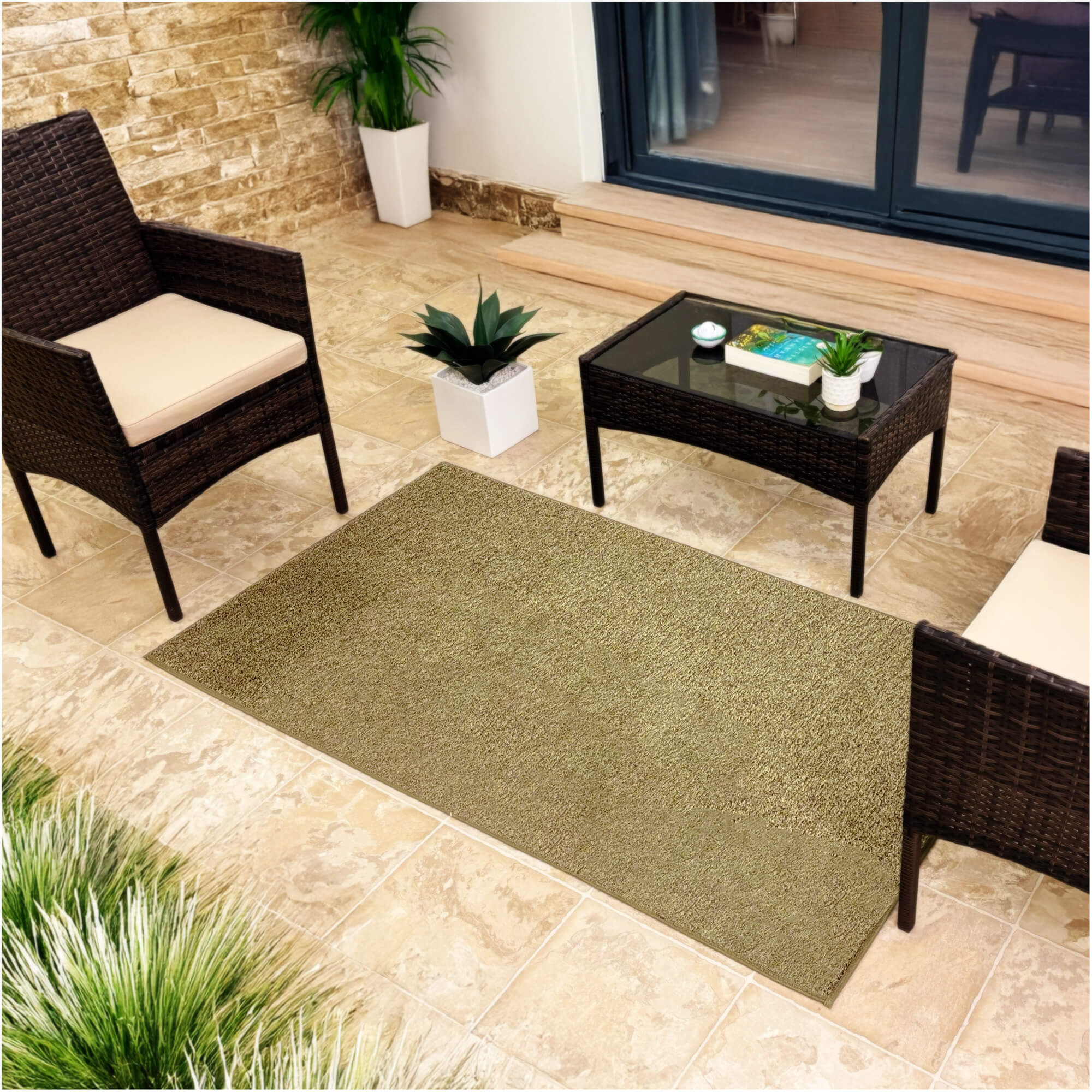 Cabana Tweed Artificial Grass Turf Rug – 3/8” Thick Ultra Turf Carpet, Custom Size, 7 Colors