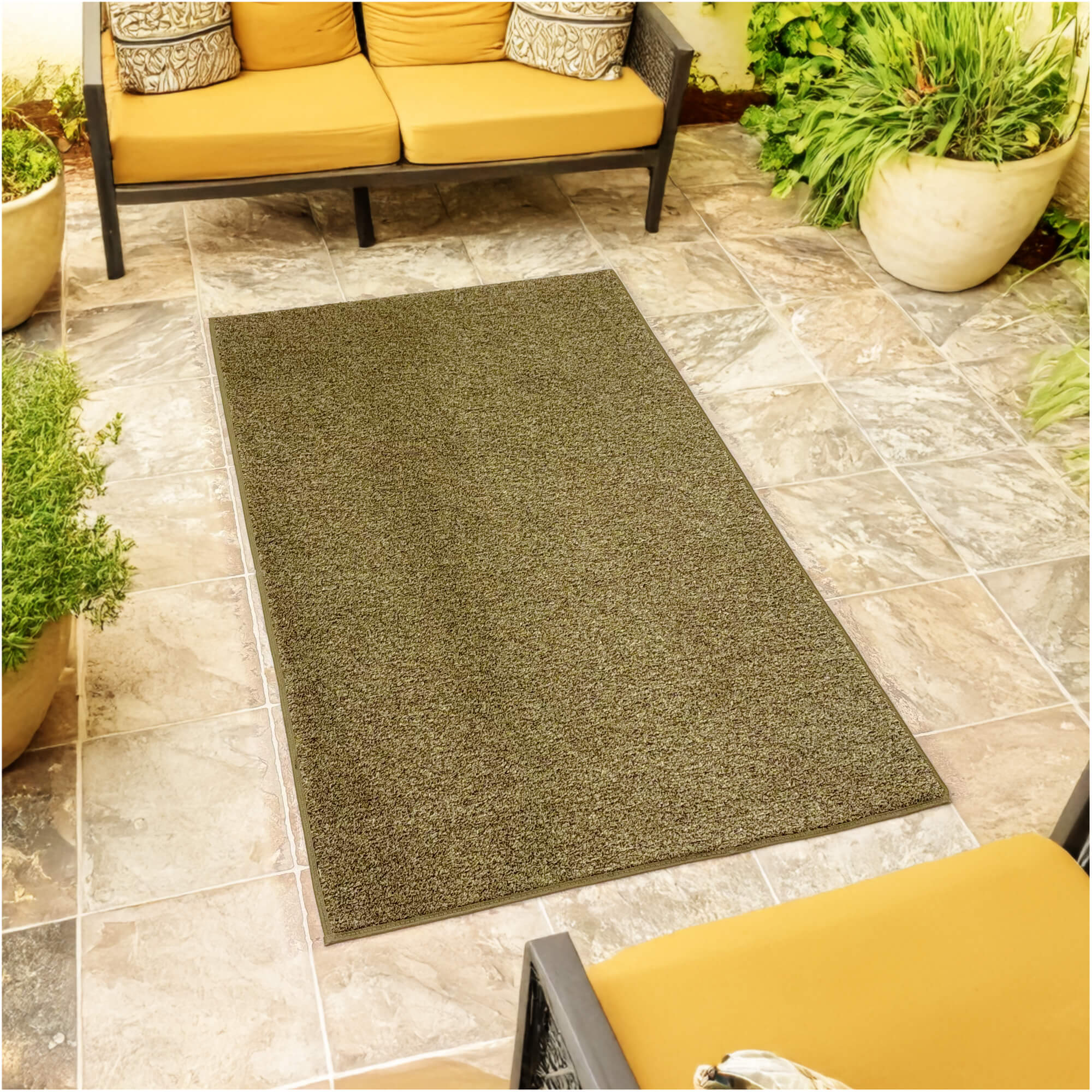 Cabana Tweed Artificial Grass Turf Rug – 3/8” Thick Ultra Turf Carpet, Custom Size, 7 Colors
