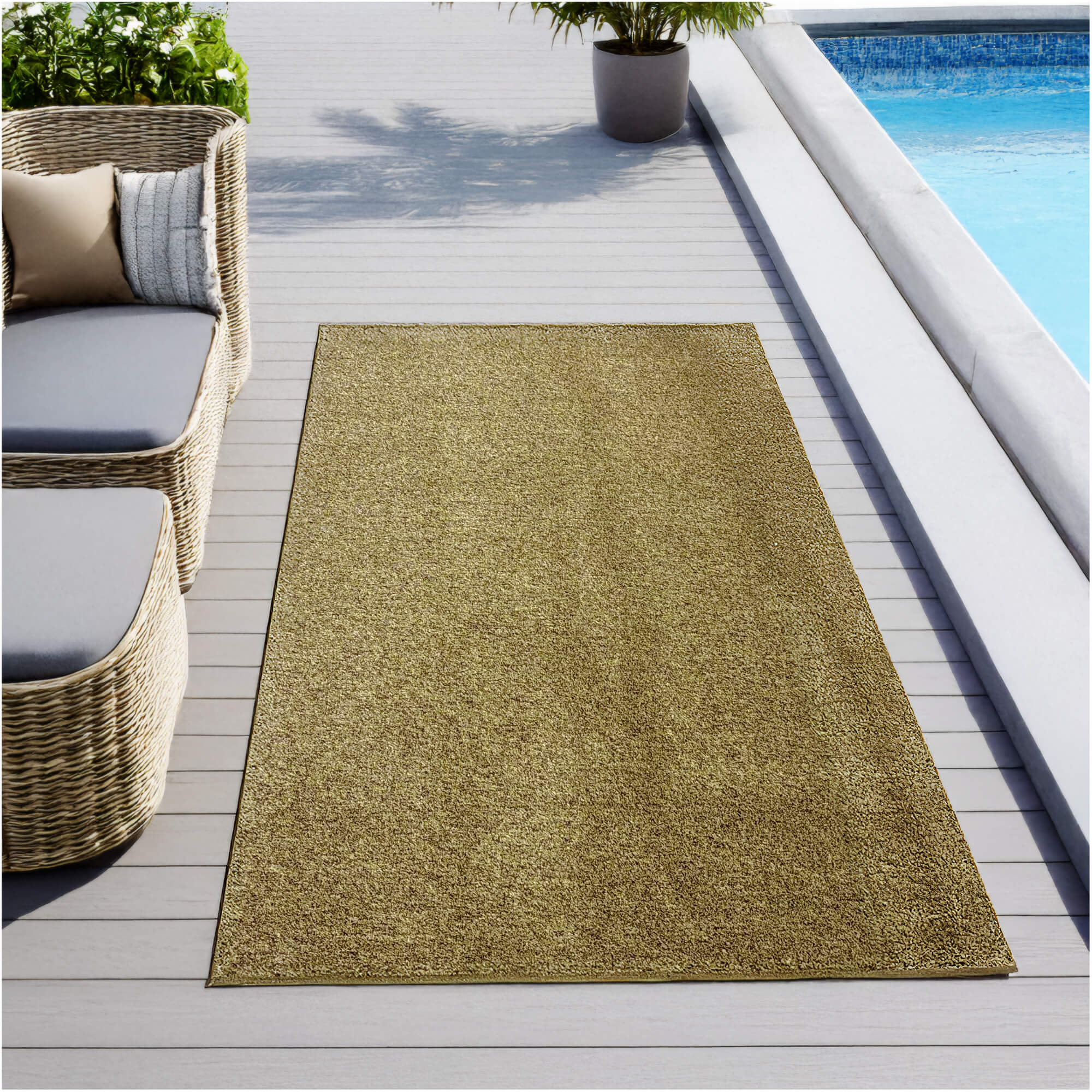 Cabana Tweed Artificial Grass Turf Rug – 3/8” Thick Ultra Turf Carpet, Custom Size, 7 Colors