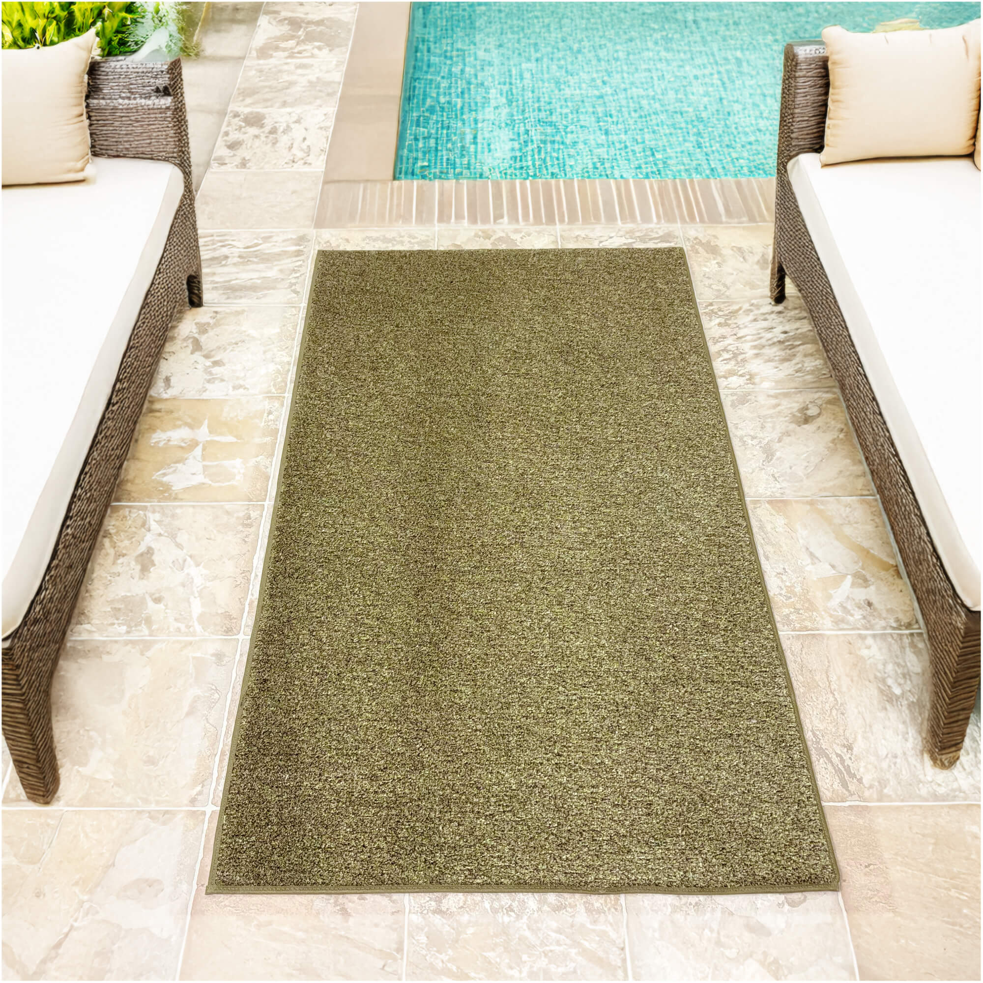 Cabana Tweed Artificial Grass Turf Rug – 3/8” Thick Ultra Turf Carpet, Custom Size, 7 Colors