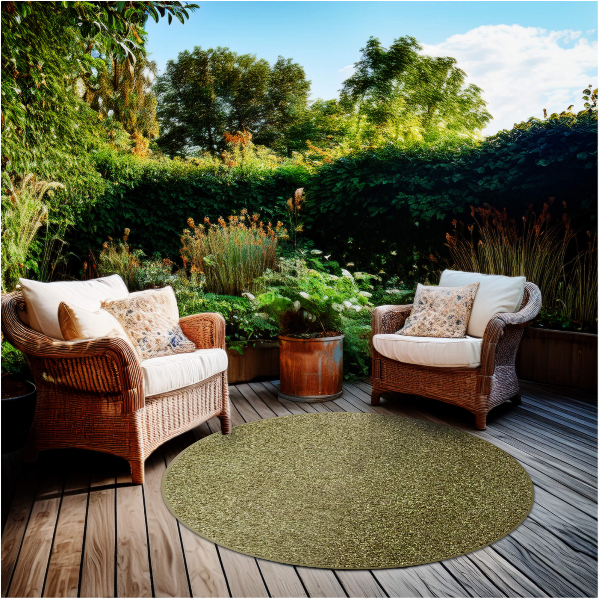 Cabana Tweed Artificial Grass Turf Rug – 3/8” Thick Ultra Turf Carpet, Custom Size, 7 Colors