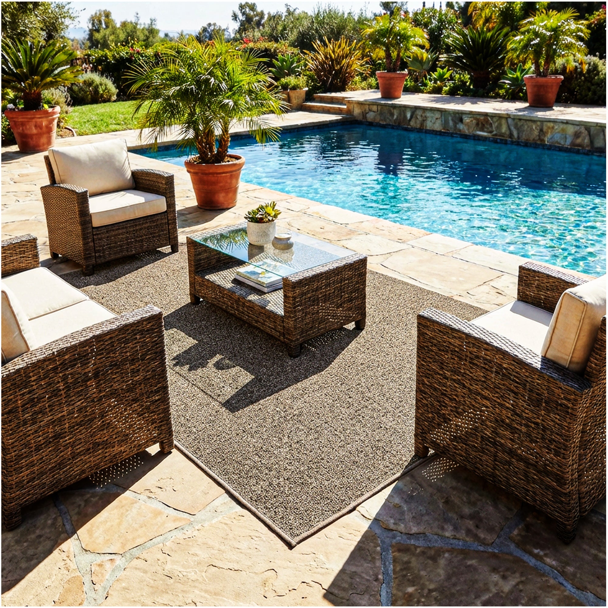 Casual Boucle Indoor/Outdoor Area Rug – Custom Sizes, 6 Colors