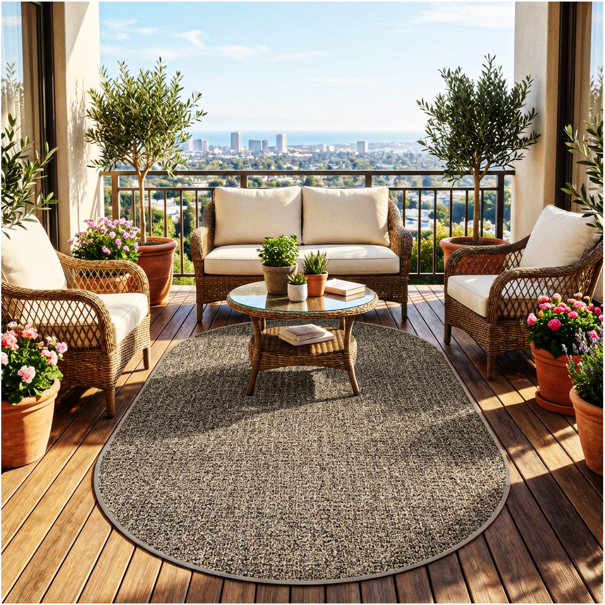 Casual Boucle Indoor/Outdoor Area Rug – Custom Sizes, 6 Colors