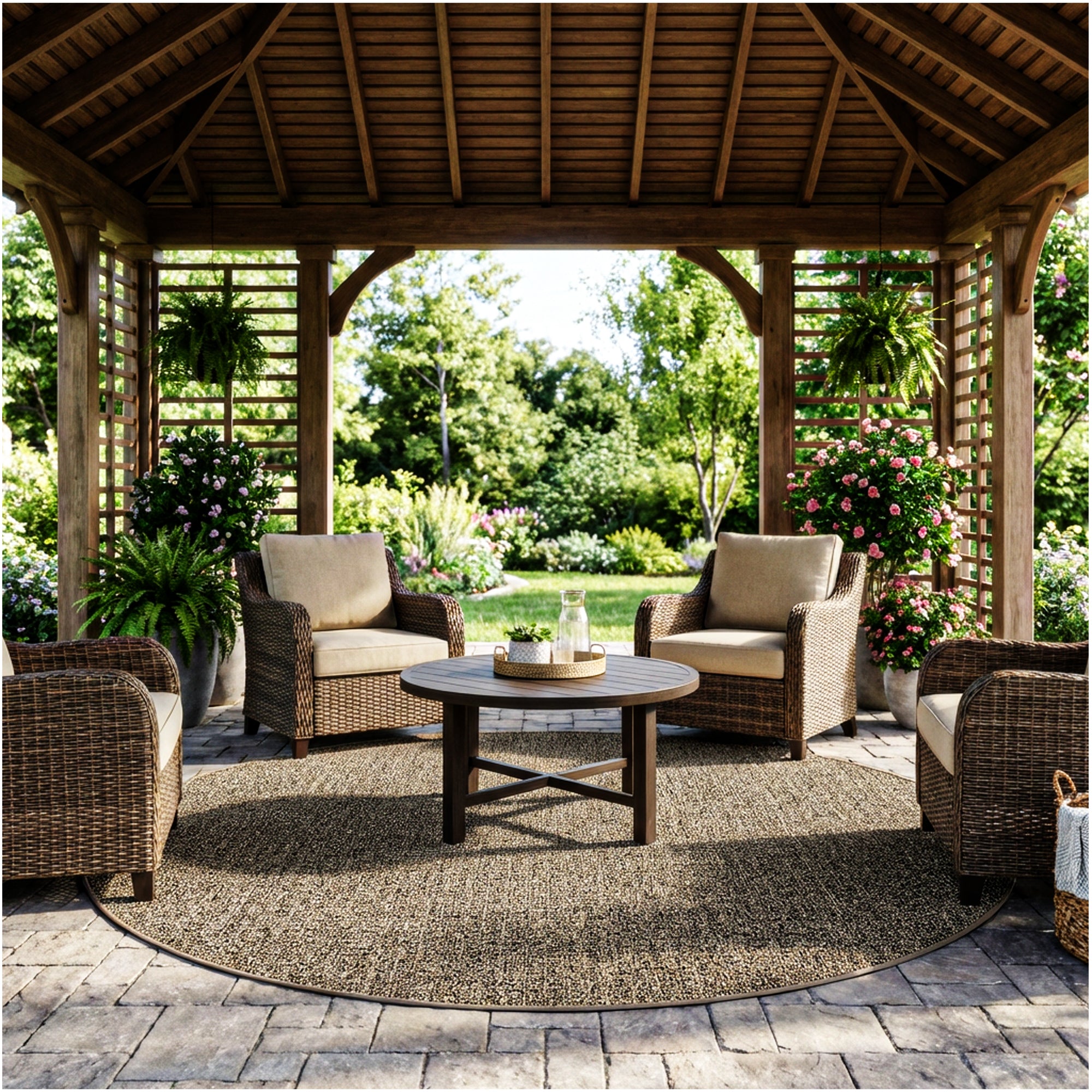 Casual Boucle Indoor/Outdoor Area Rug – Custom Sizes, 6 Colors