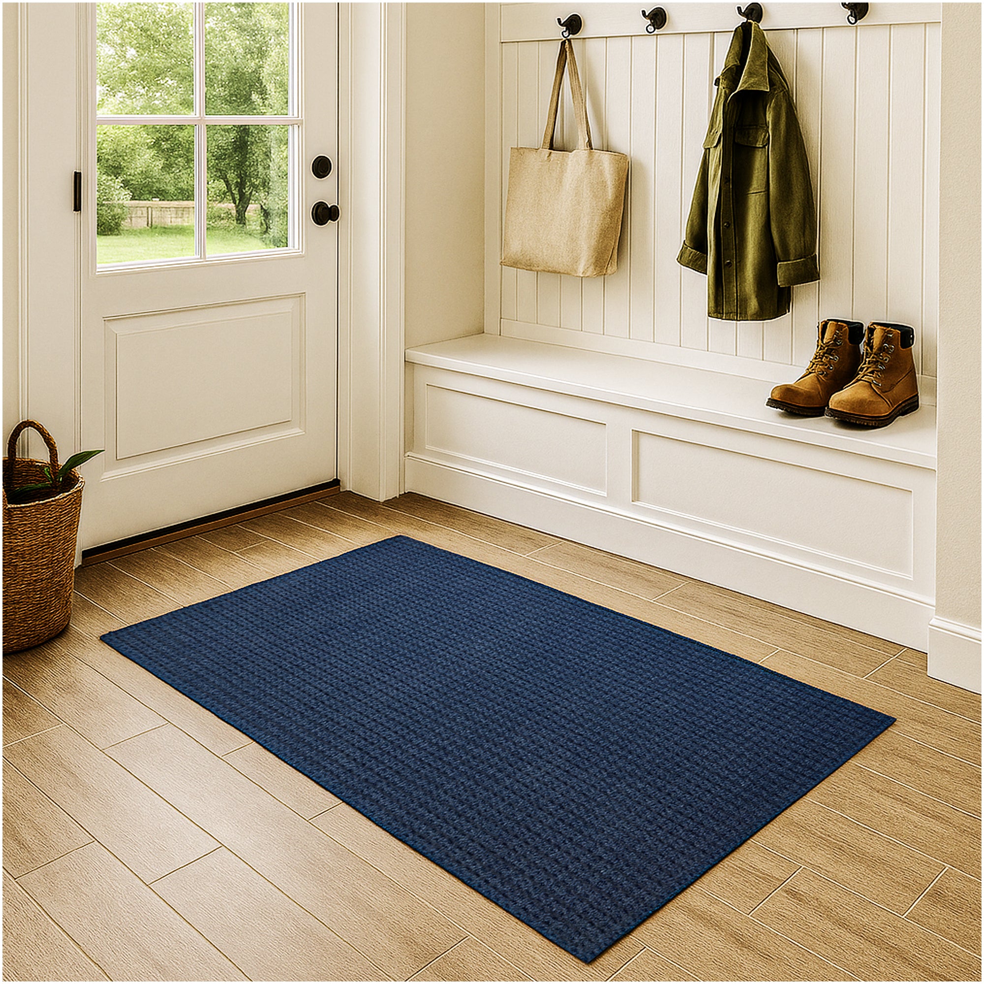 Interlace Waffle Pattern Indoor & Outdoor Rug – Eco-Friendly PET Fiber, Custom Sizes