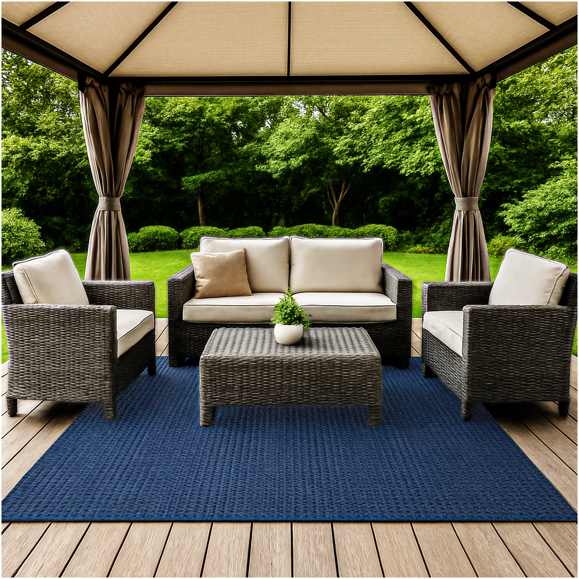 Interlace Waffle Pattern Indoor & Outdoor Rug – Eco-Friendly PET Fiber, Custom Sizes