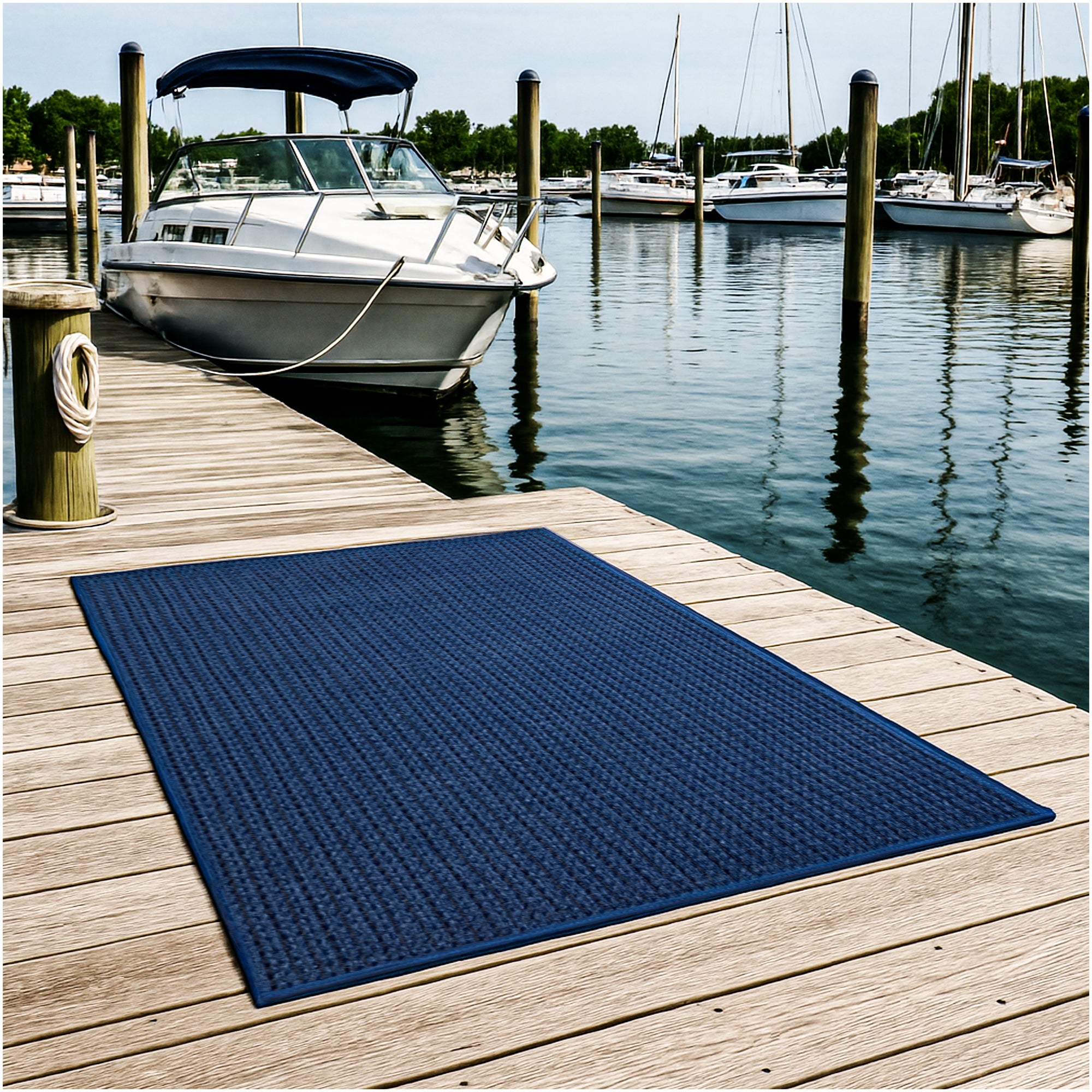 Interlace Waffle Pattern Indoor & Outdoor Rug – Eco-Friendly PET Fiber, Custom Sizes