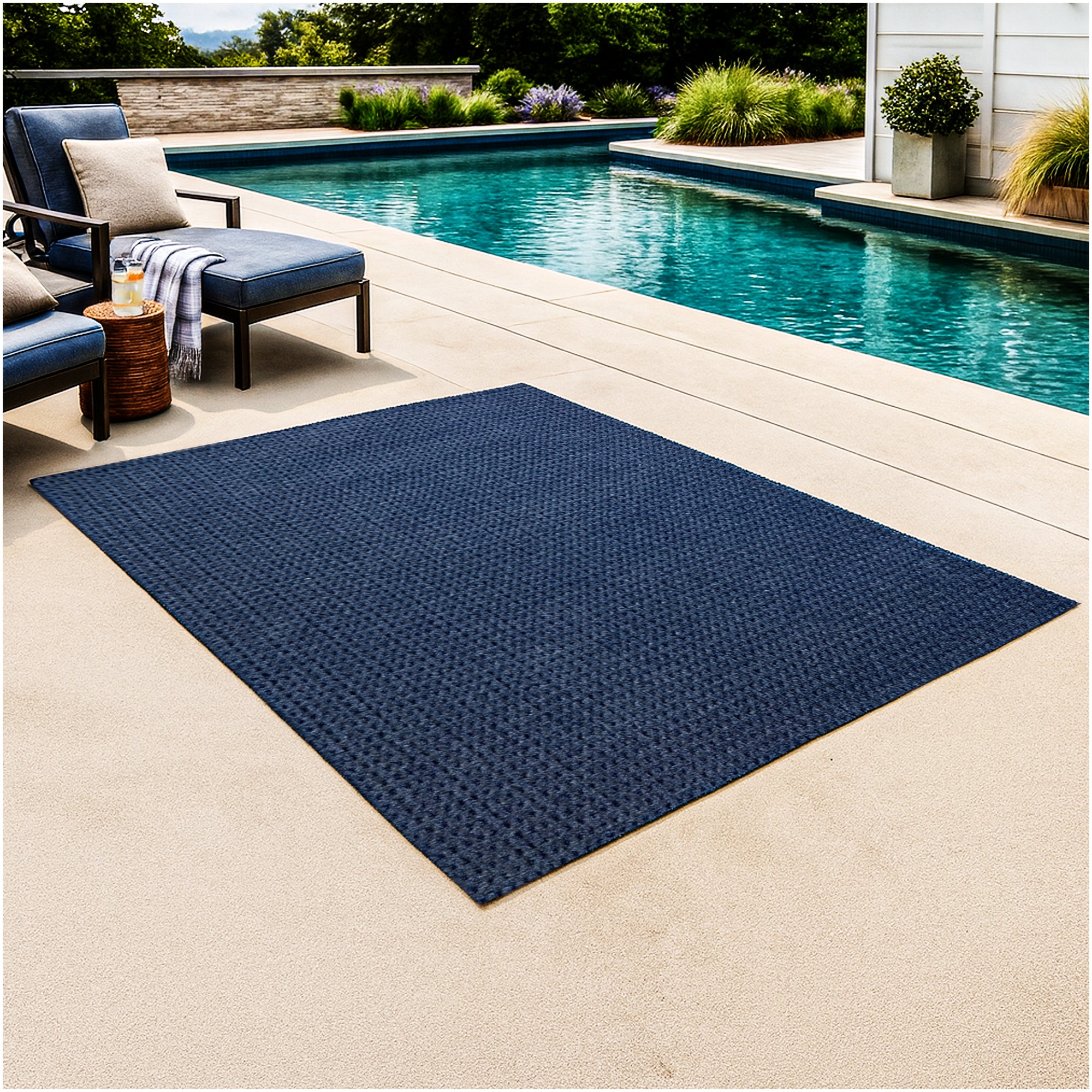 Interlace Waffle Pattern Indoor & Outdoor Rug – Eco-Friendly PET Fiber, Custom Sizes