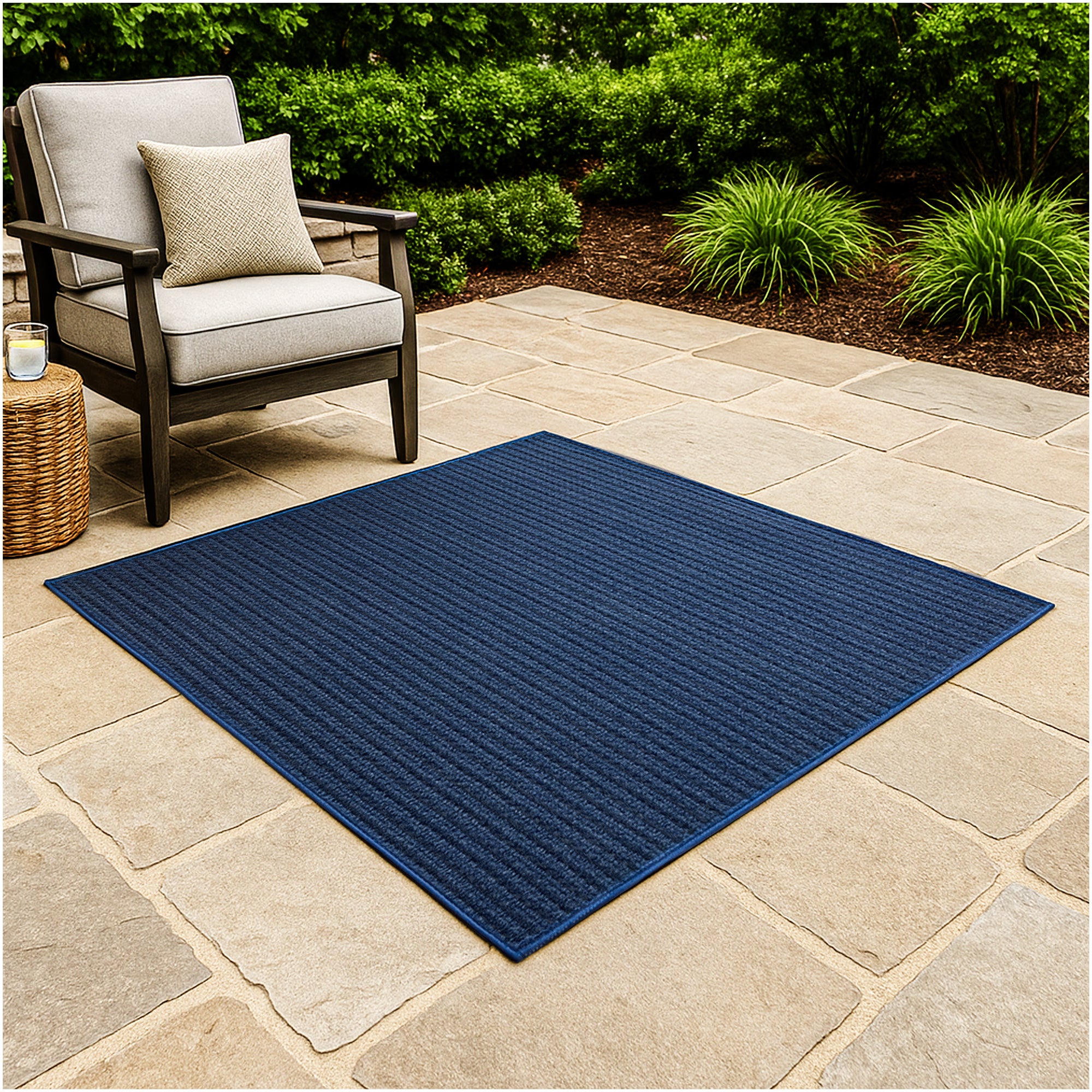 Interlace Waffle Pattern Indoor & Outdoor Rug – Eco-Friendly PET Fiber, Custom Sizes