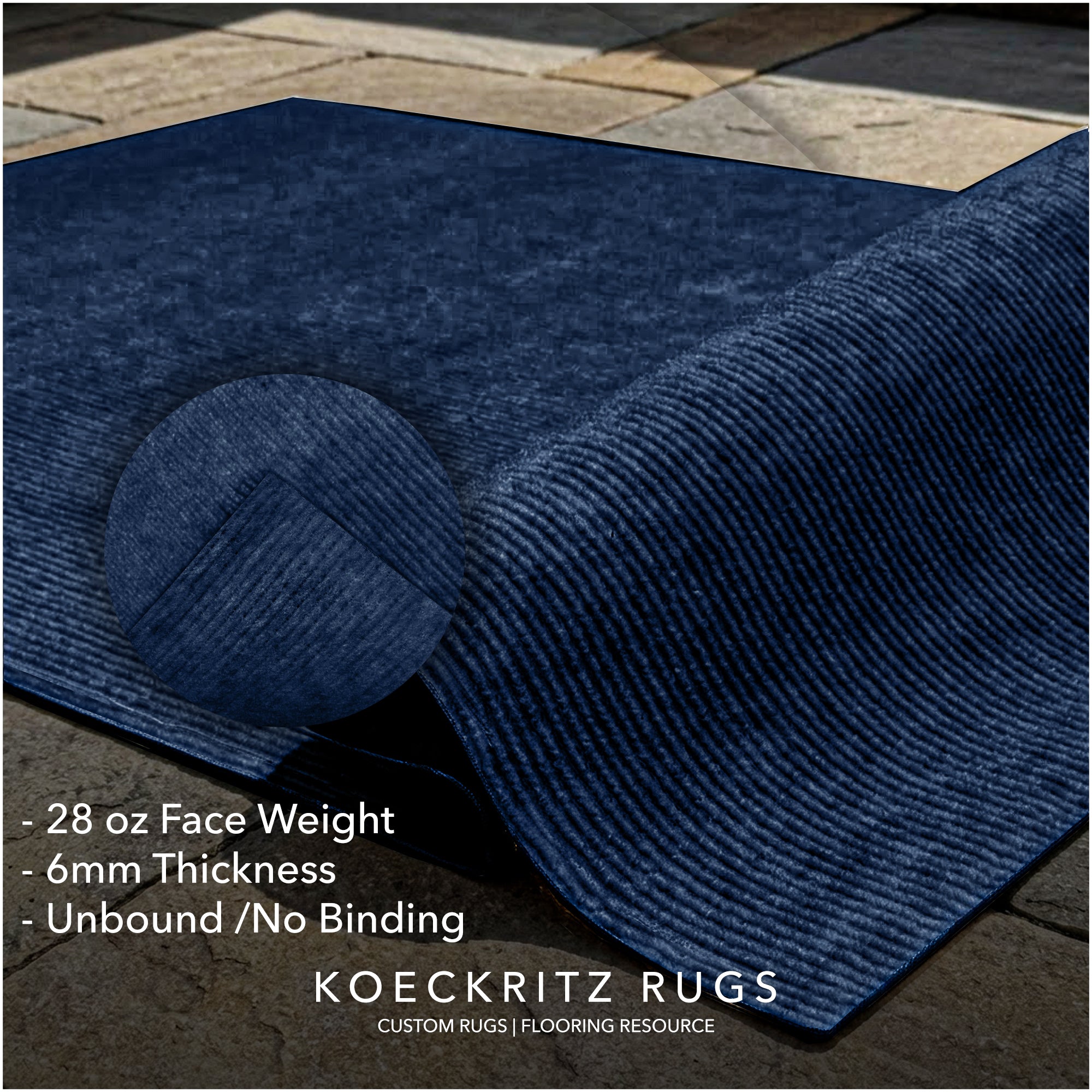 Wassaw Ribbed Indoor/Outdoor Area Rug – Lightweight PET Fiber, 6 Colors