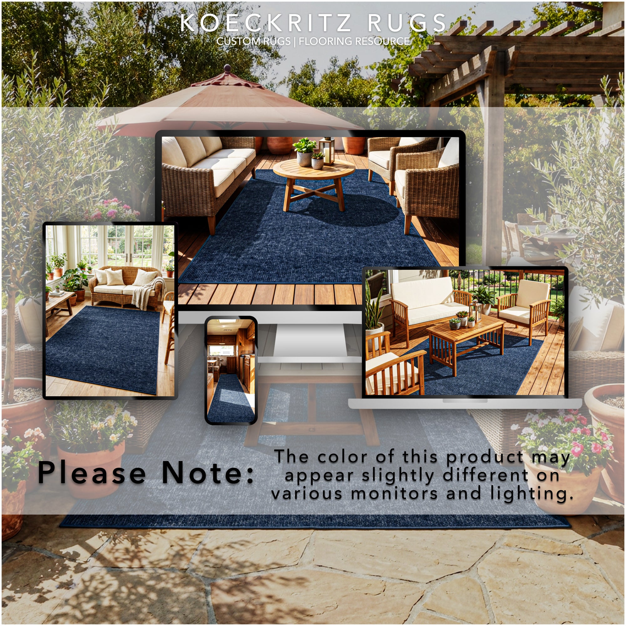 Wassaw Ribbed Indoor/Outdoor Area Rug – Lightweight PET Fiber, 6 Colors