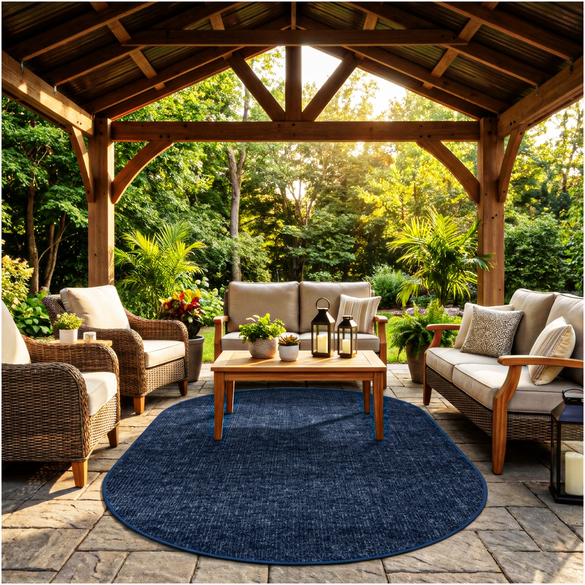Wassaw Ribbed Indoor/Outdoor Area Rug – Lightweight PET Fiber, 6 Colors