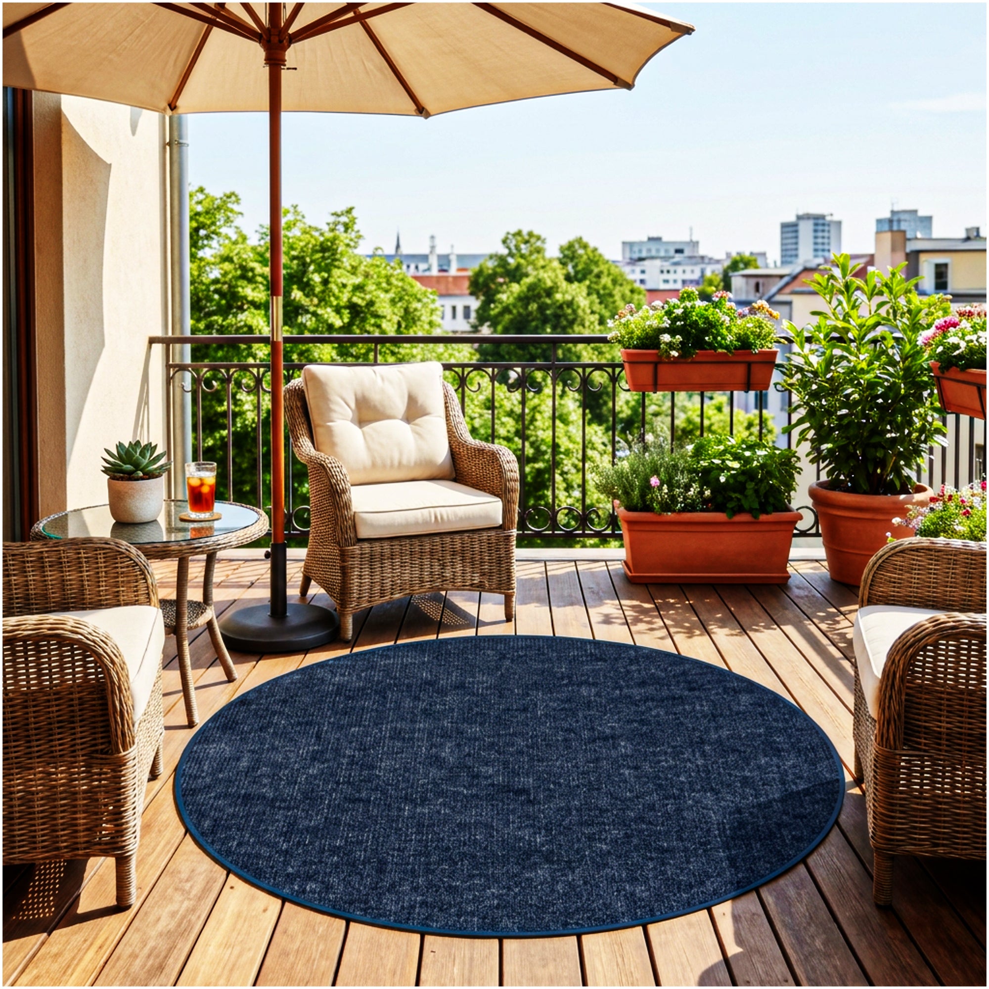Wassaw Ribbed Indoor/Outdoor Area Rug – Lightweight PET Fiber, 6 Colors