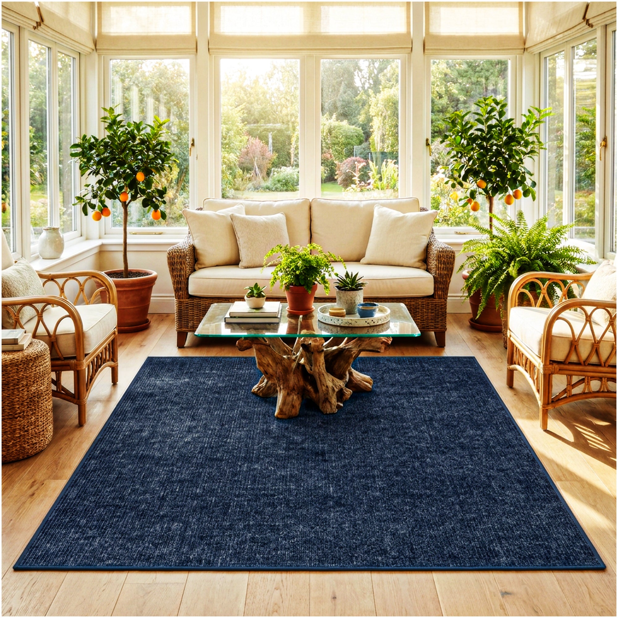 Wassaw Ribbed Indoor/Outdoor Area Rug – Lightweight PET Fiber, 6 Colors