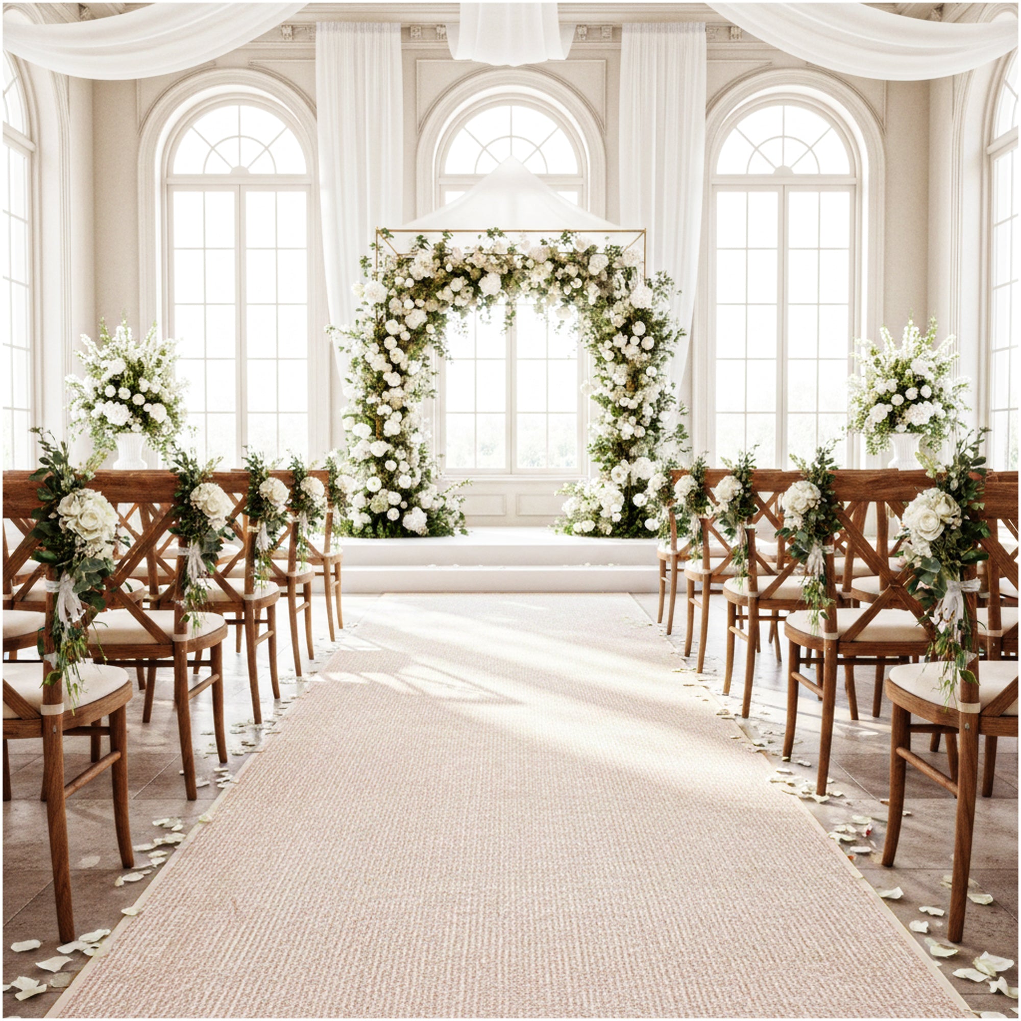Off-White Ribbed Wedding Aisle Runner | Indoor/Outdoor Event Carpet Sample