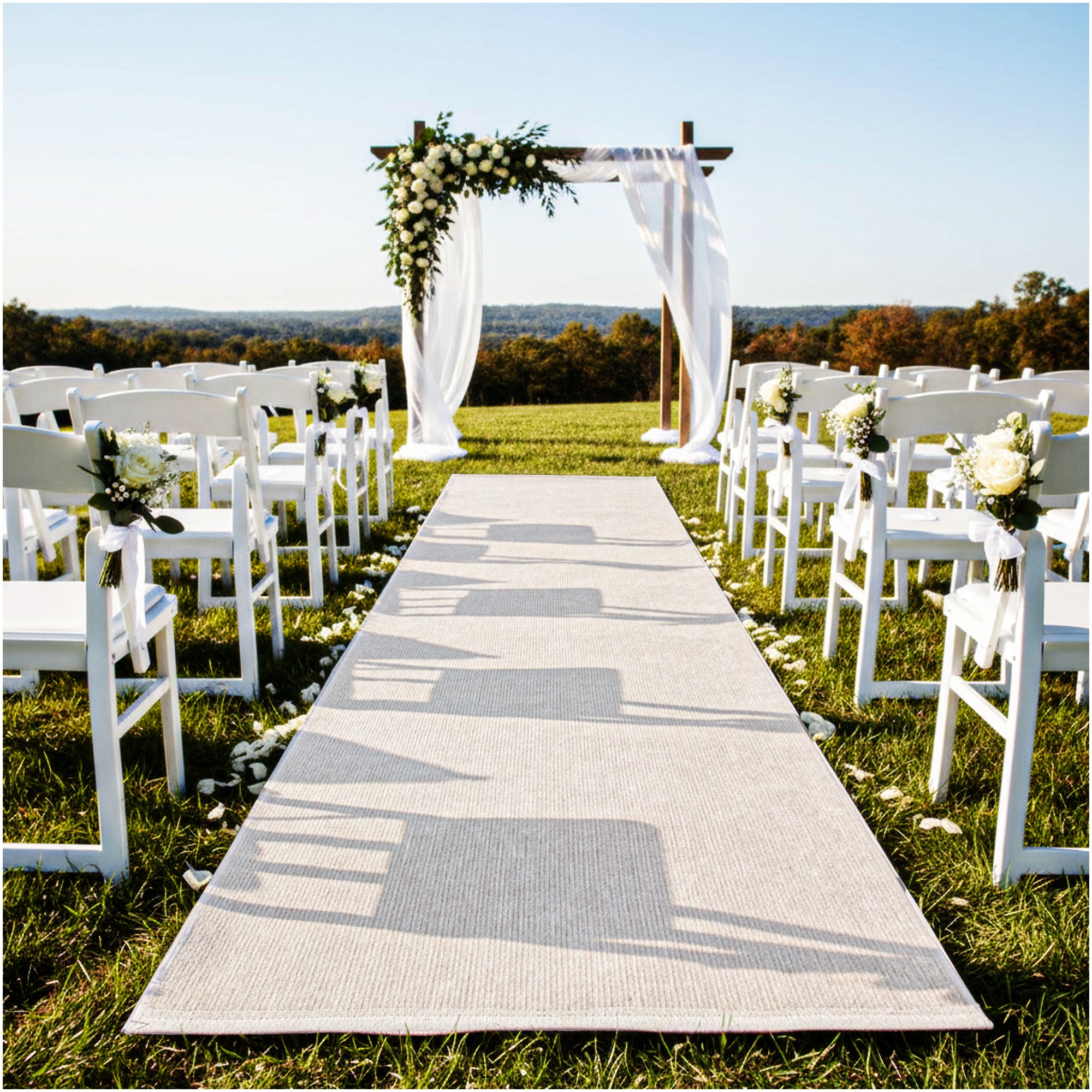 Off-White Ribbed Wedding Aisle Runner | Indoor/Outdoor Event Carpet Sample