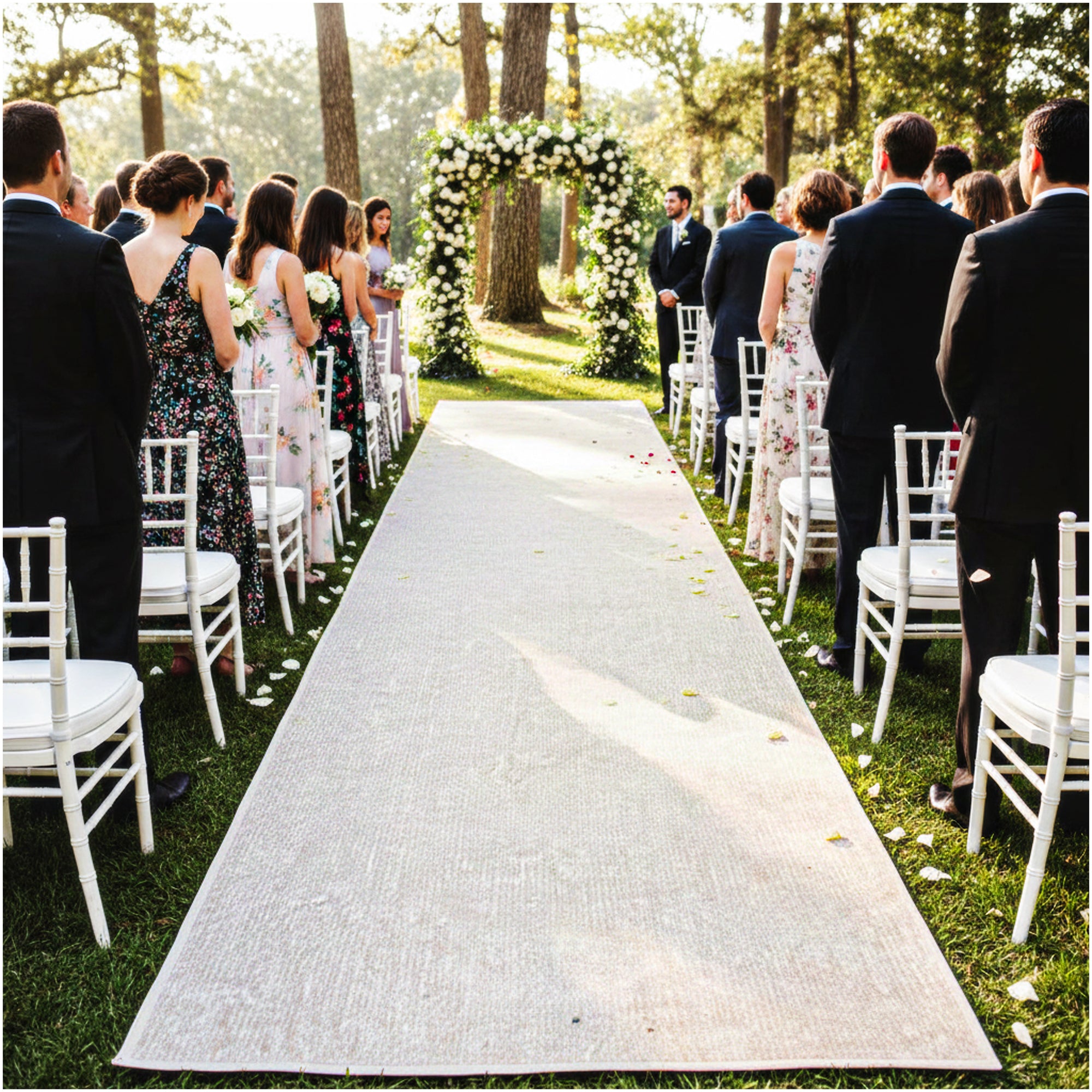 Off-White Ribbed Wedding Aisle Runner | Indoor/Outdoor Event Carpet Sample