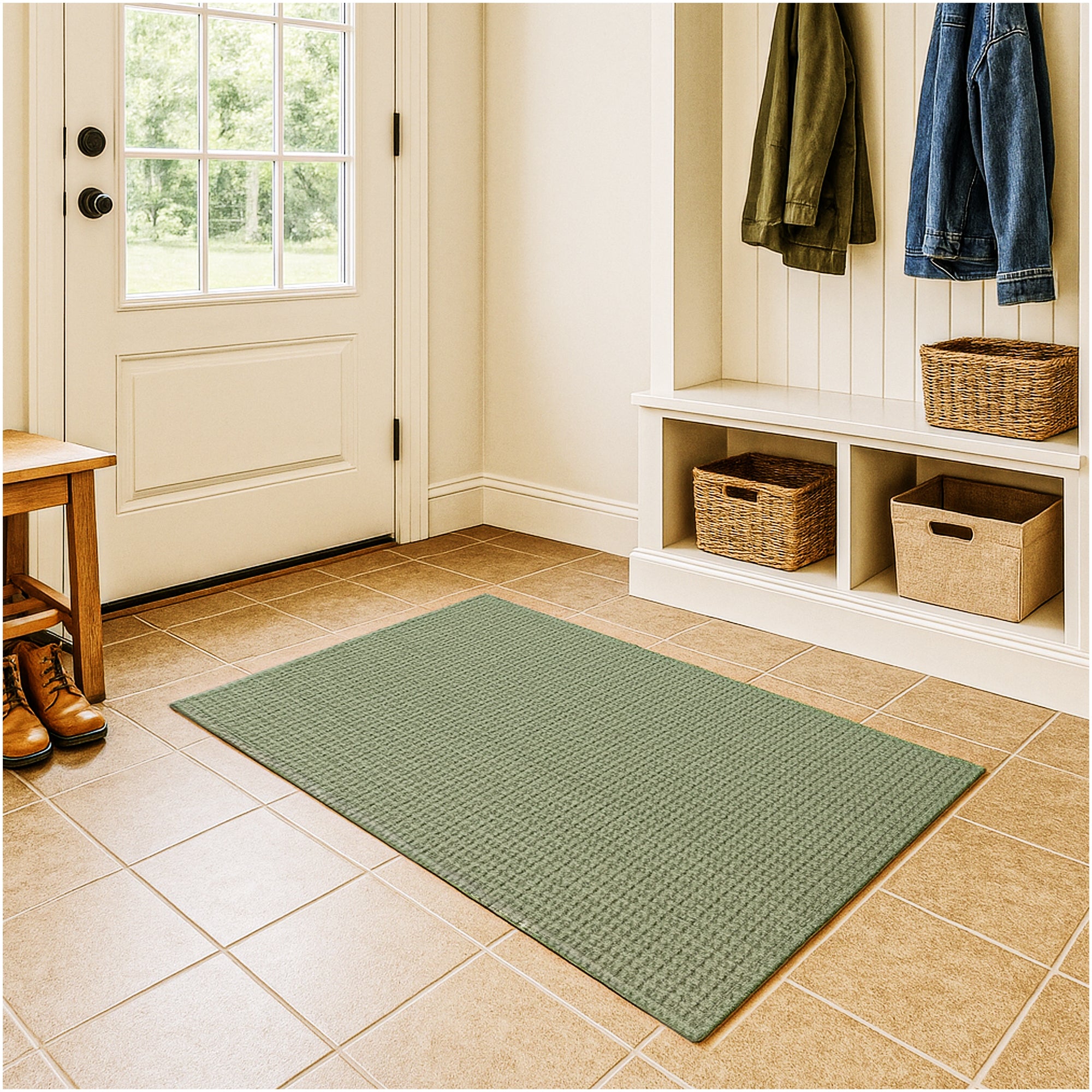 Interlace Waffle Pattern Indoor & Outdoor Rug – Eco-Friendly PET Fiber, Custom Sizes