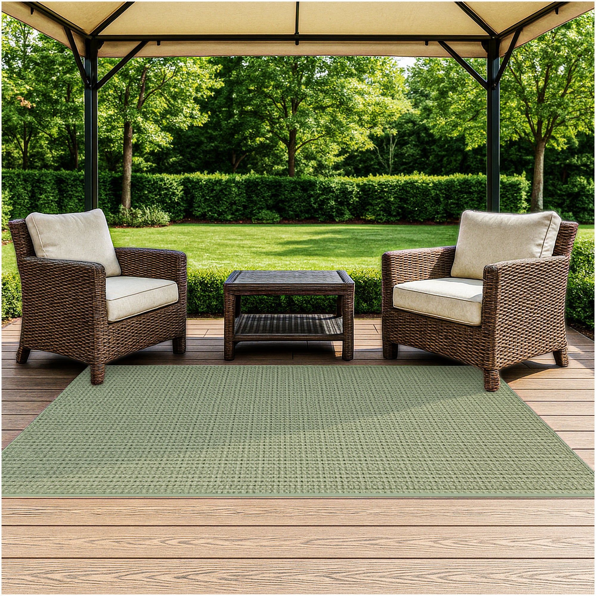 Interlace Waffle Pattern Indoor & Outdoor Rug – Eco-Friendly PET Fiber, Custom Sizes