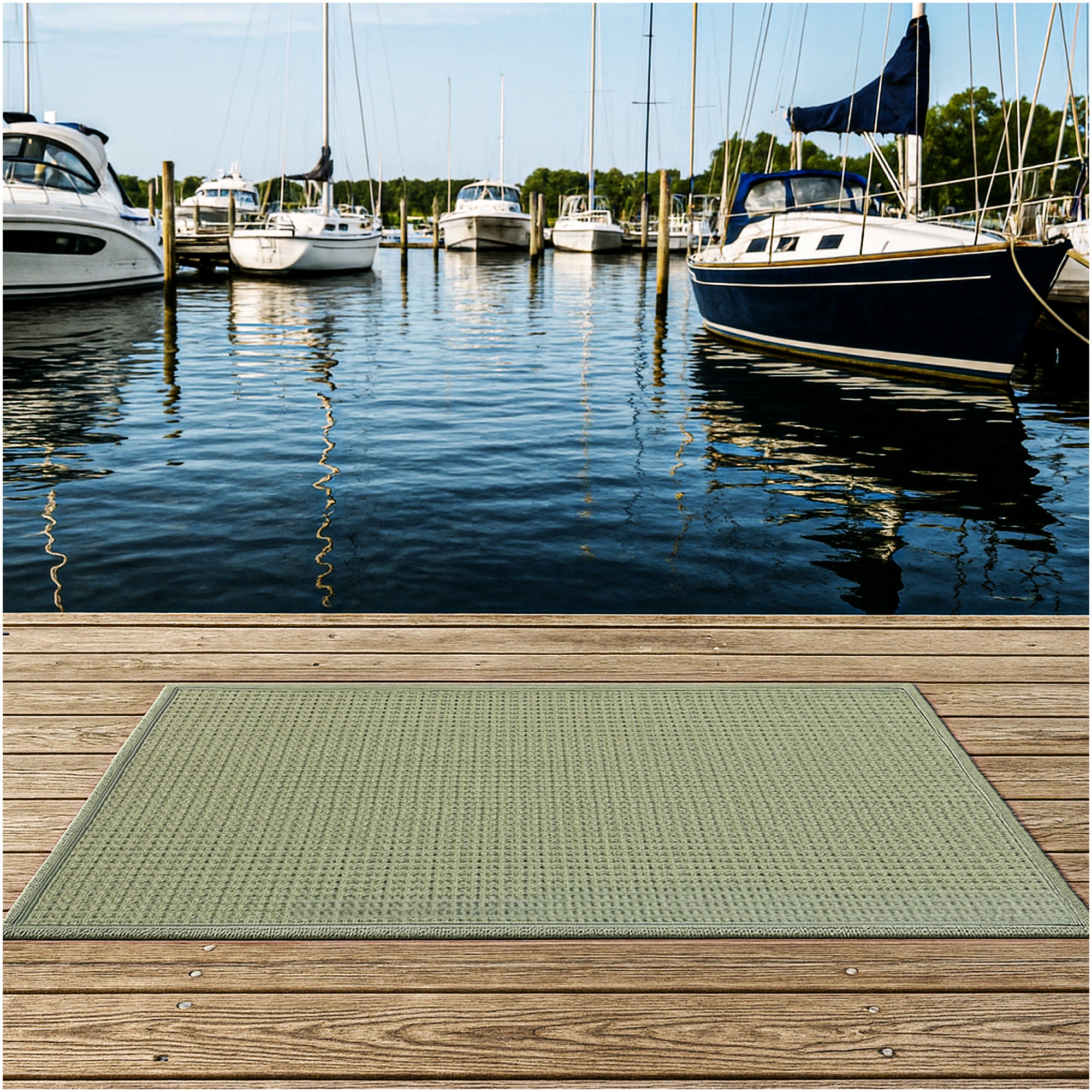 Interlace Waffle Pattern Indoor & Outdoor Rug – Eco-Friendly PET Fiber, Custom Sizes