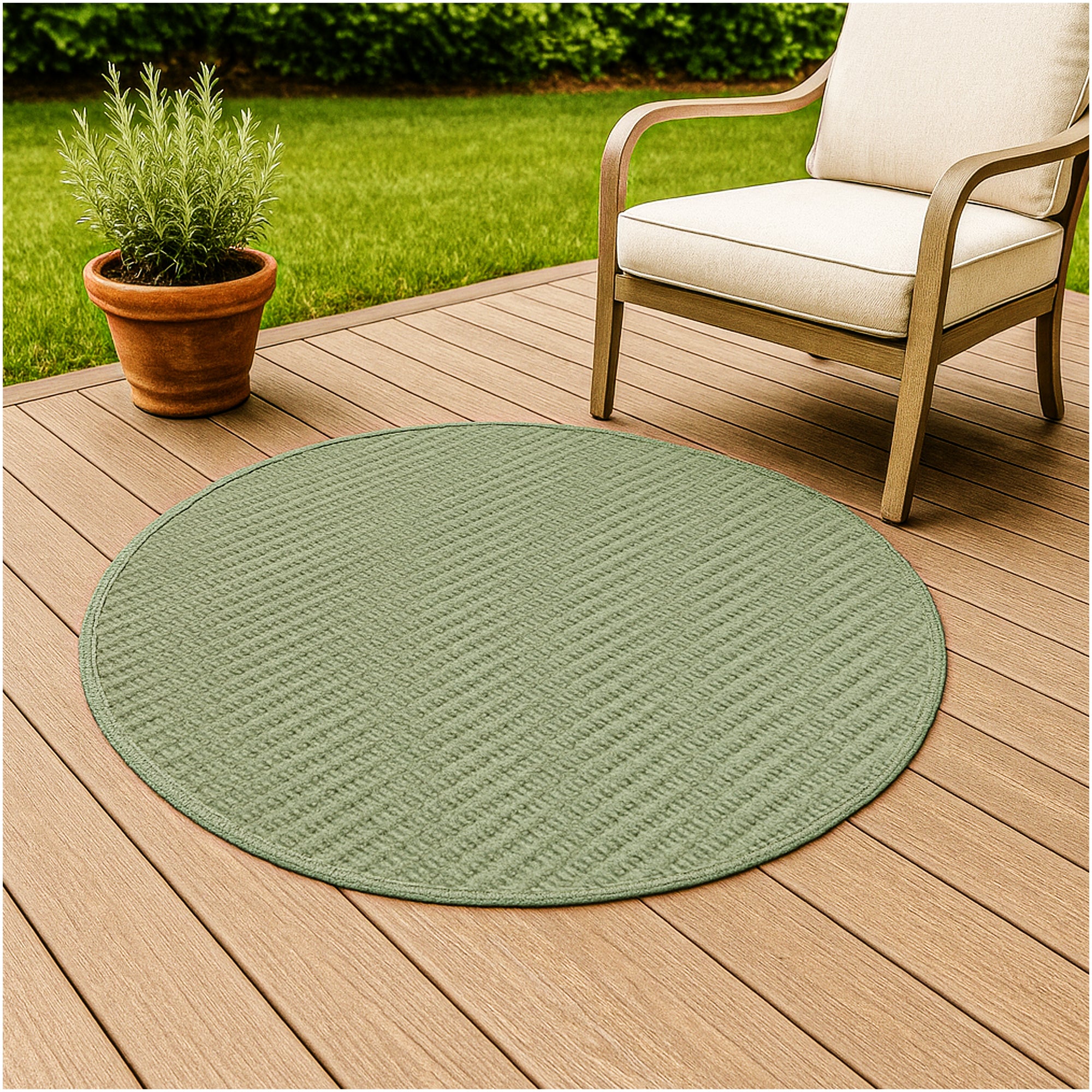 Interlace Waffle Pattern Indoor & Outdoor Rug – Eco-Friendly PET Fiber, Custom Sizes