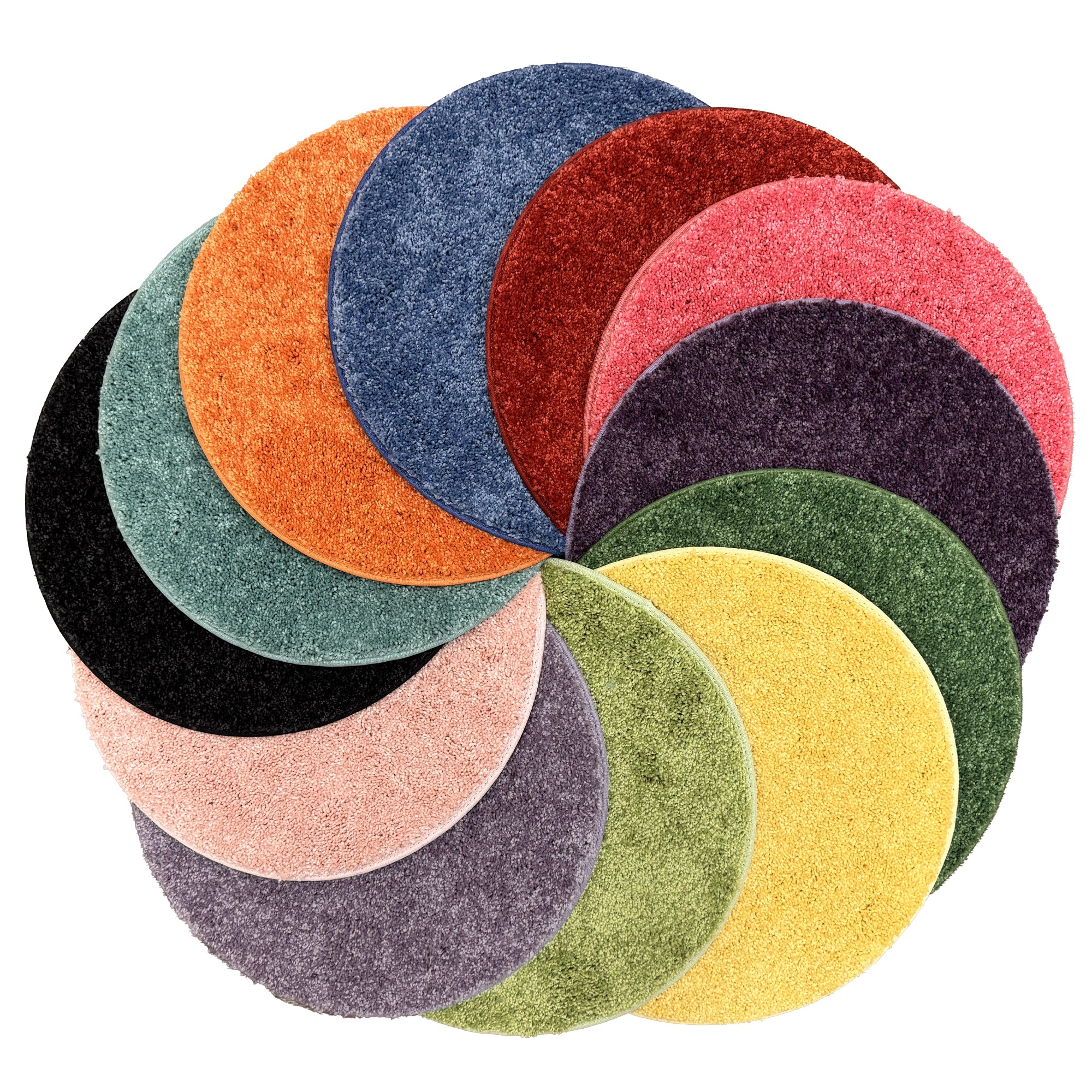 Children's Carpet Circle Seats – Rainbow Multi Set of 12, 18" Round Classroom Floor Cushions