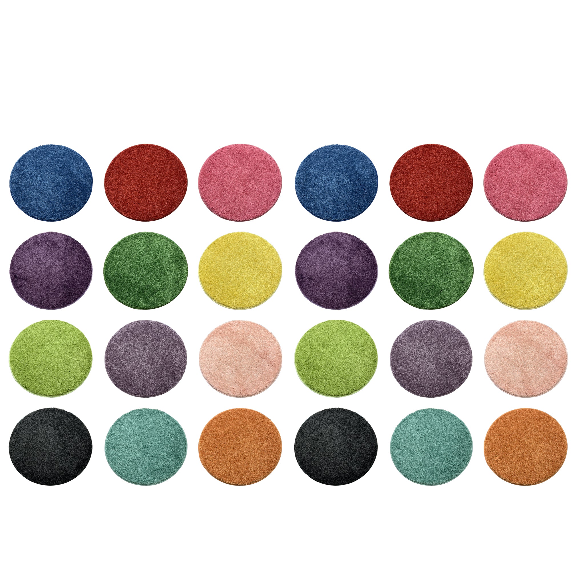 Children's Carpet Circle Seats – Rainbow Multi Set of 12, 18" Round Classroom Floor Cushions