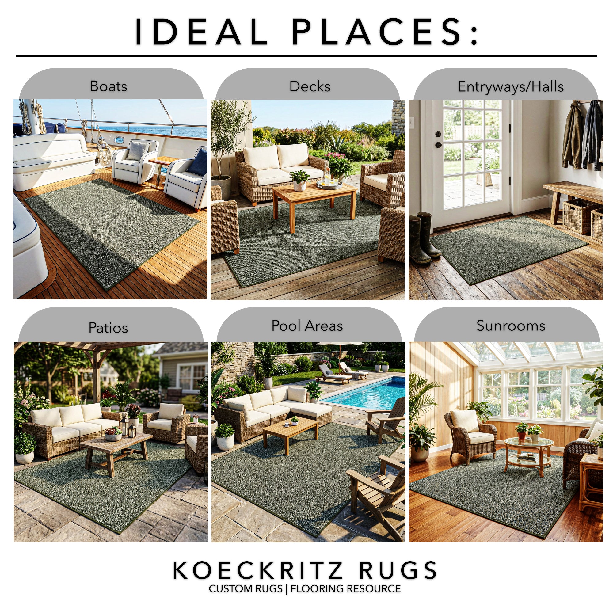 Natural Path Indoor/Outdoor Area Rug – Custom Sizes, 6 Colors