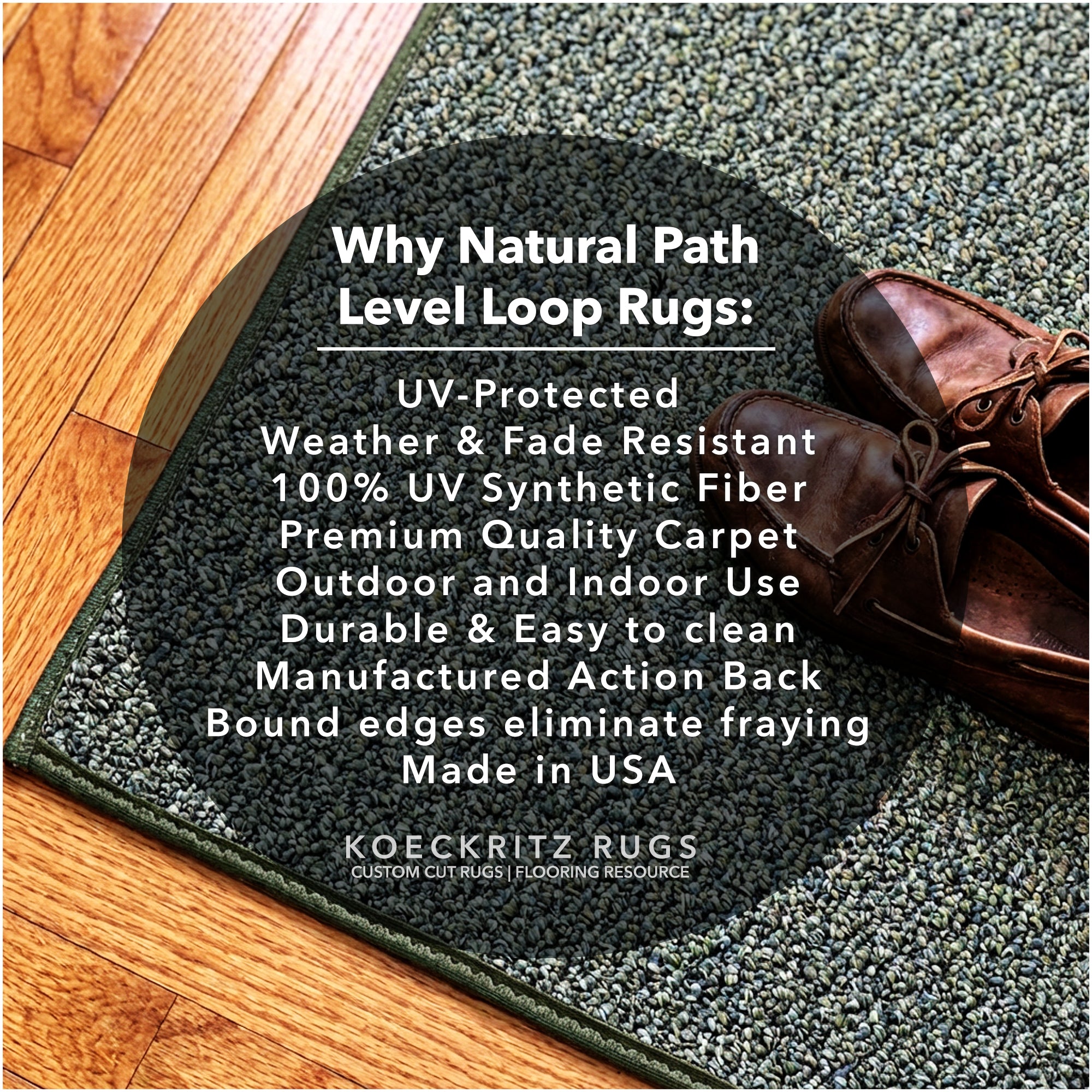 Natural Path Indoor/Outdoor Area Rug – Custom Sizes, 6 Colors