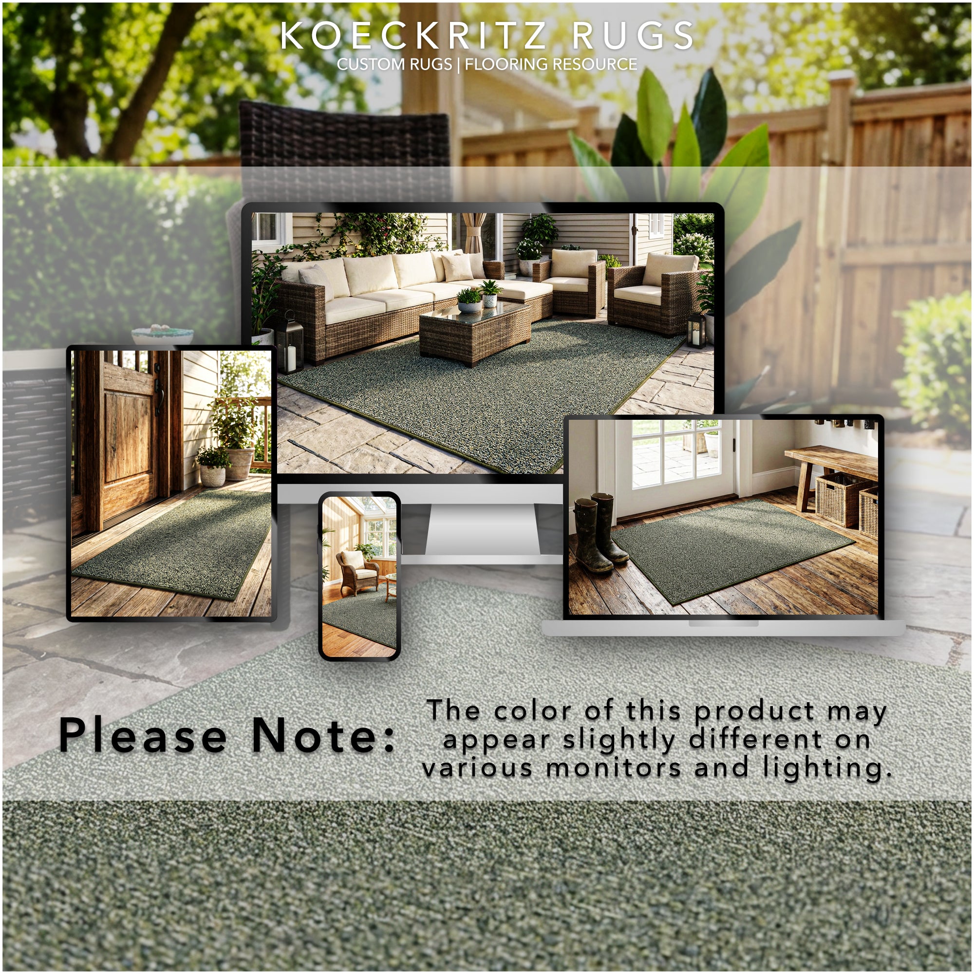 Natural Path Indoor/Outdoor Area Rug – Custom Sizes, 6 Colors