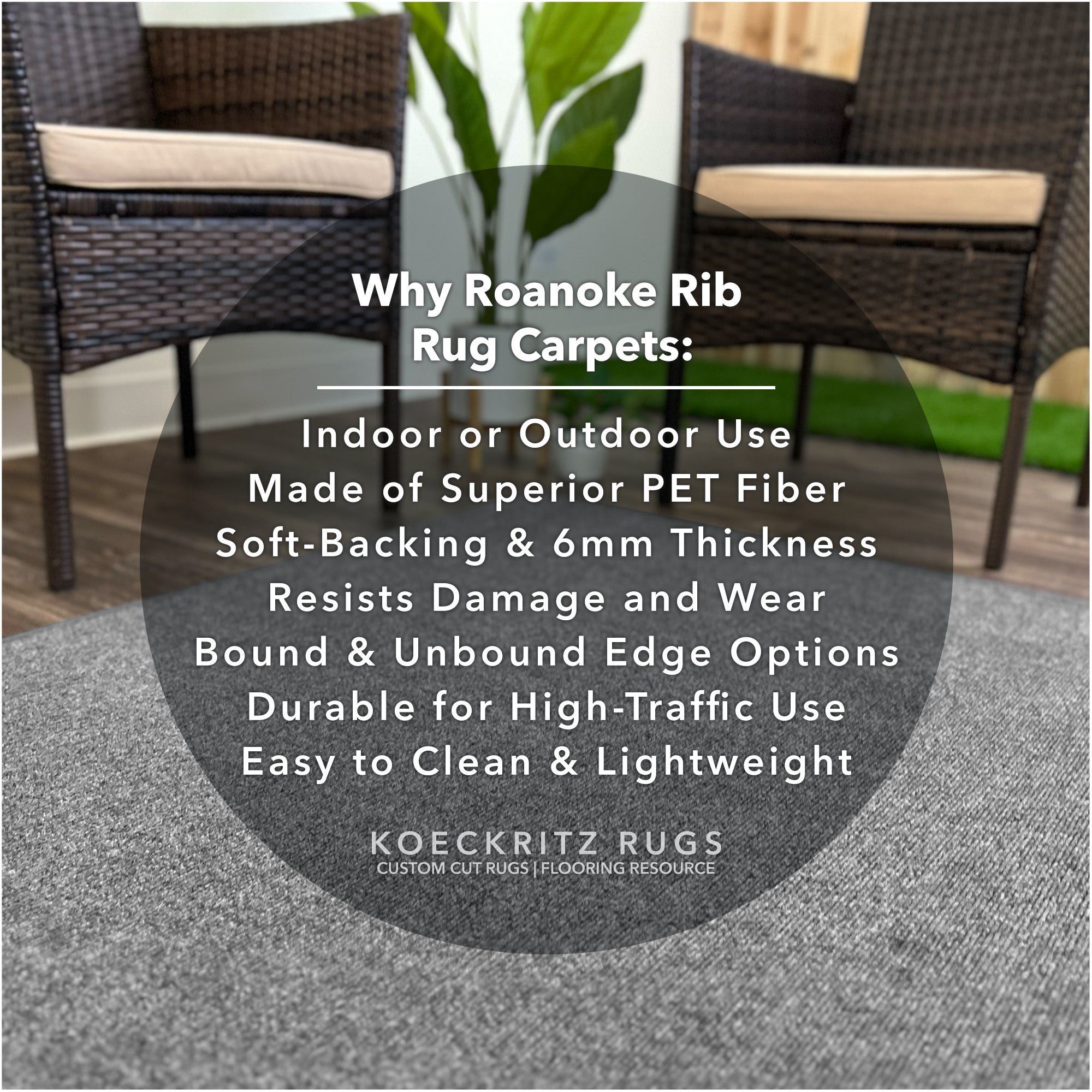 Roanoke Rib Indoor-Outdoor Area Rug in Custom Sizes - Sample