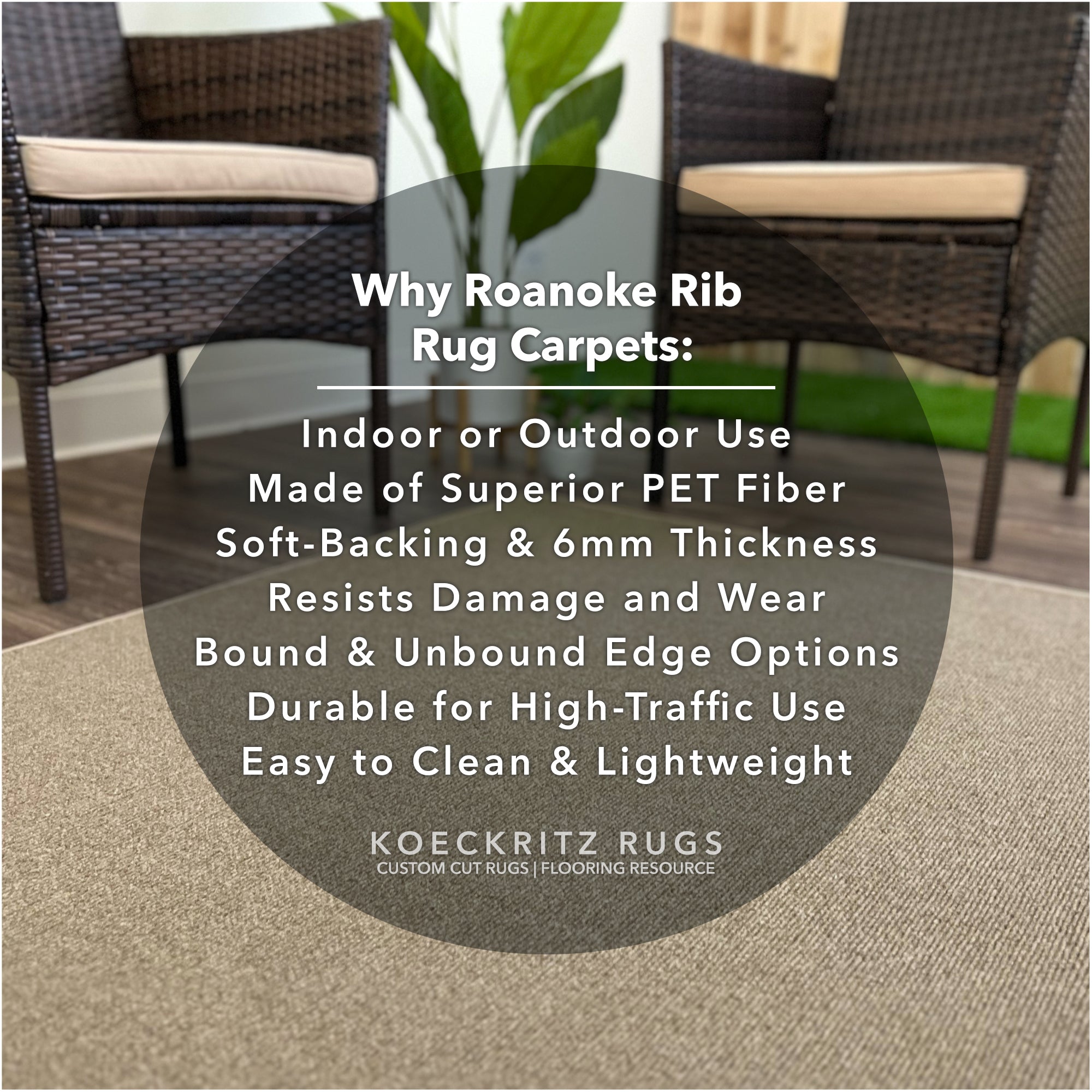 Roanoke Rib Indoor-Outdoor Area Rug in Custom Sizes - Sample