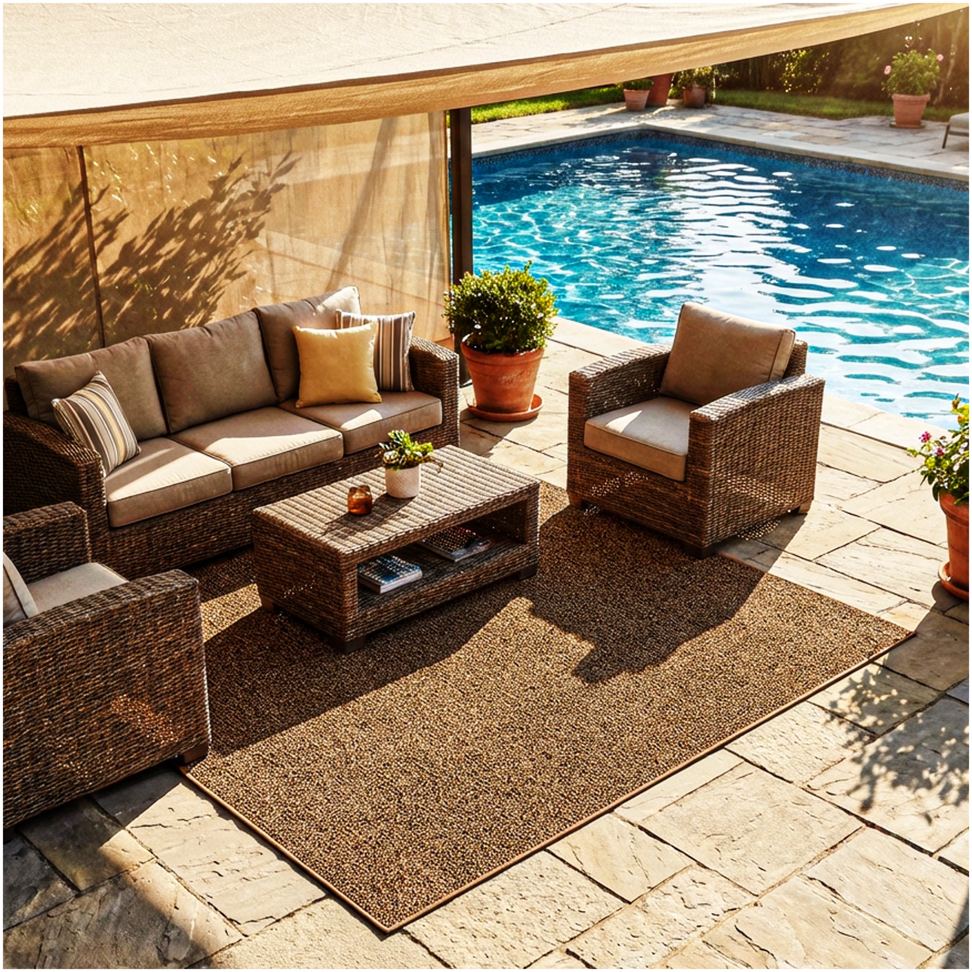 Garden Escape Indoor/Outdoor Area Rug with Premium Bound Edges – 6 Colors