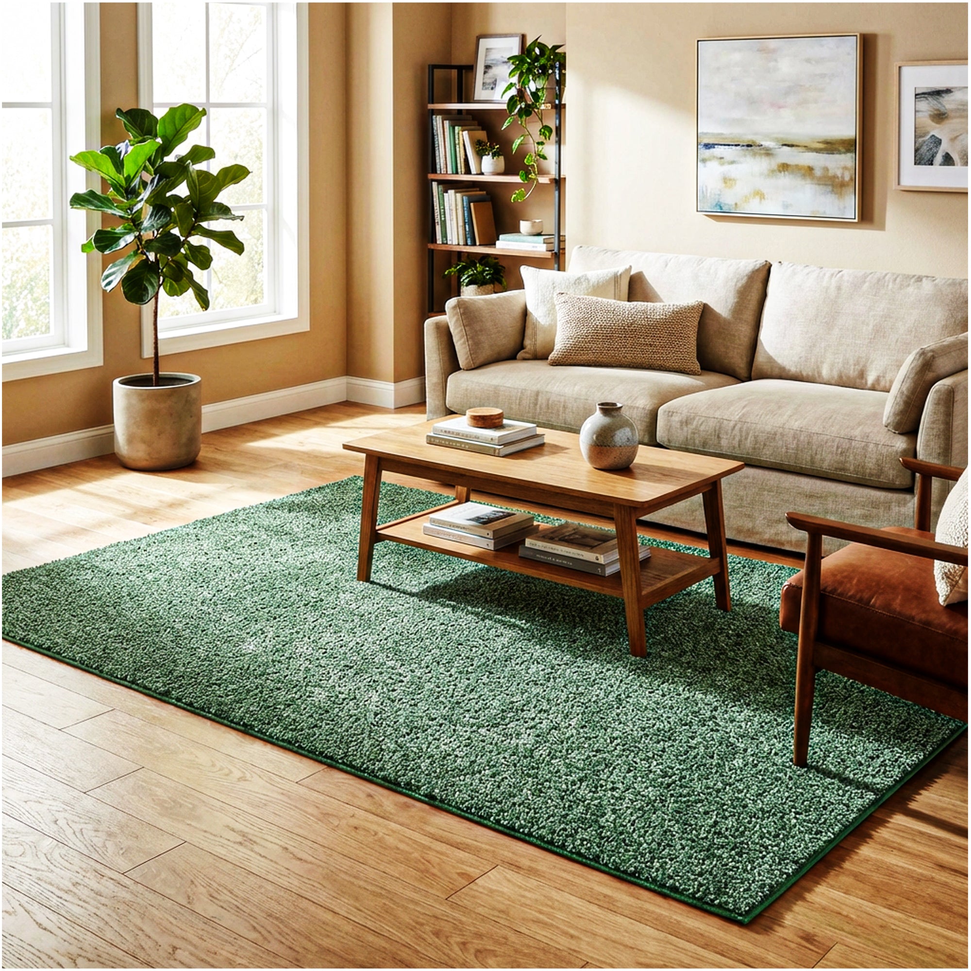 Full Court Indoor Frieze Area Rug – 25 oz Plush Pile, 2 Colors