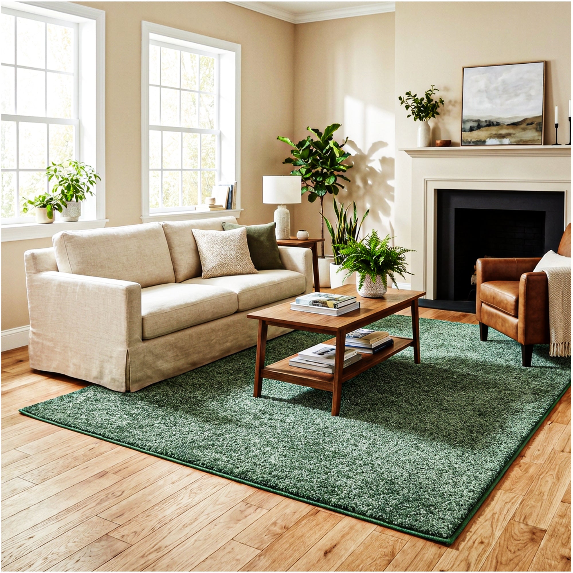 Full Court Indoor Frieze Area Rug – 25 oz Plush Pile, 2 Colors