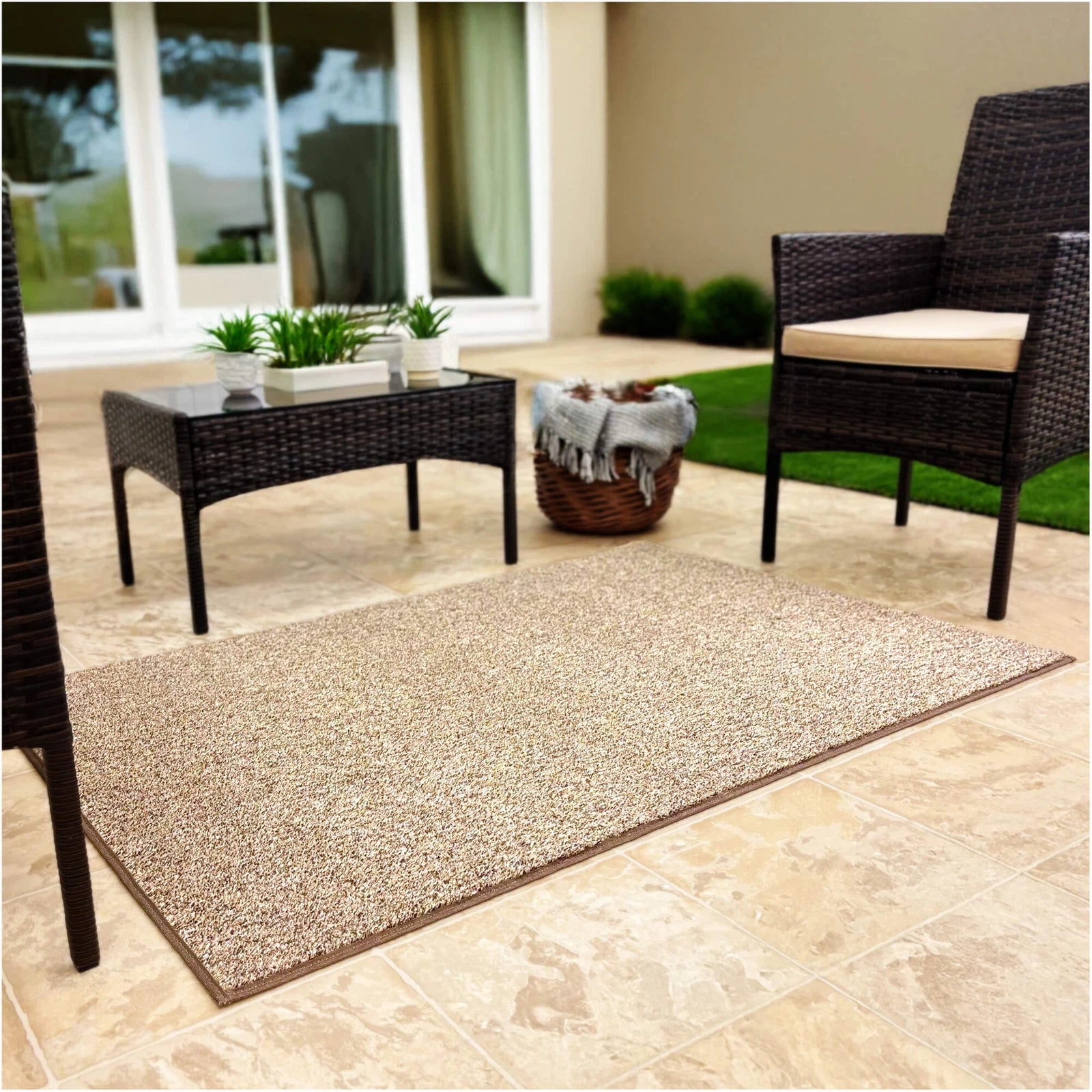 Cabana Tweed Artificial Grass Turf Rug – 3/8” Thick Ultra Turf Carpet, Custom Size, 7 Colors