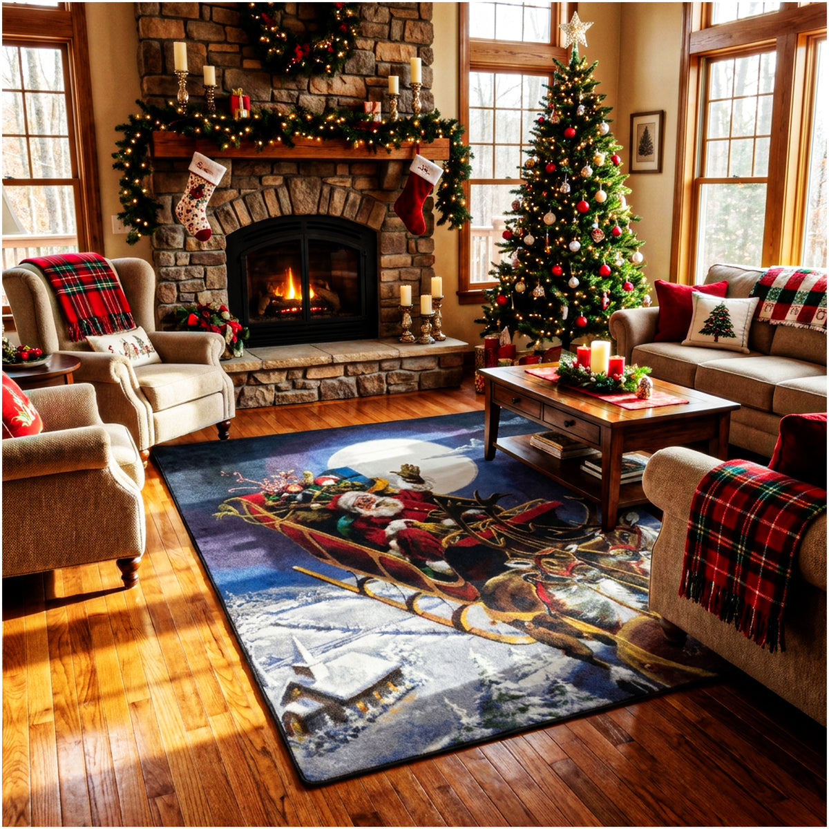 Santa's Big Night Christmas Area Rug – 5'4" x 7'8"