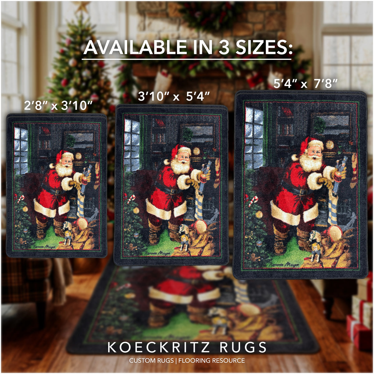 Santa's Visit Christmas Area Rug – Multiple Sizes