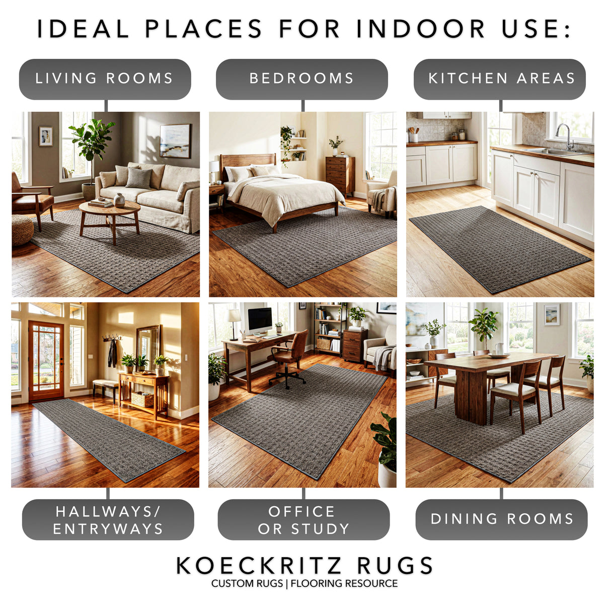 Quadrille Berber Pattern Indoor Area Rug – Custom Sizes
