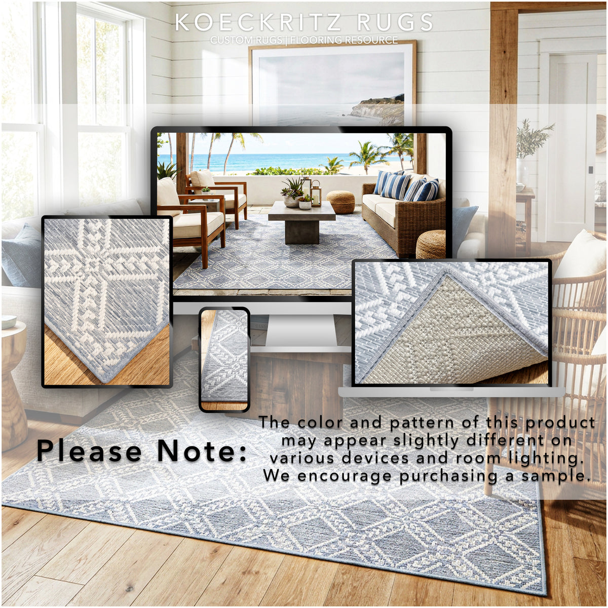 Belmar Custom Size Indoor & Outdoor Area Rug