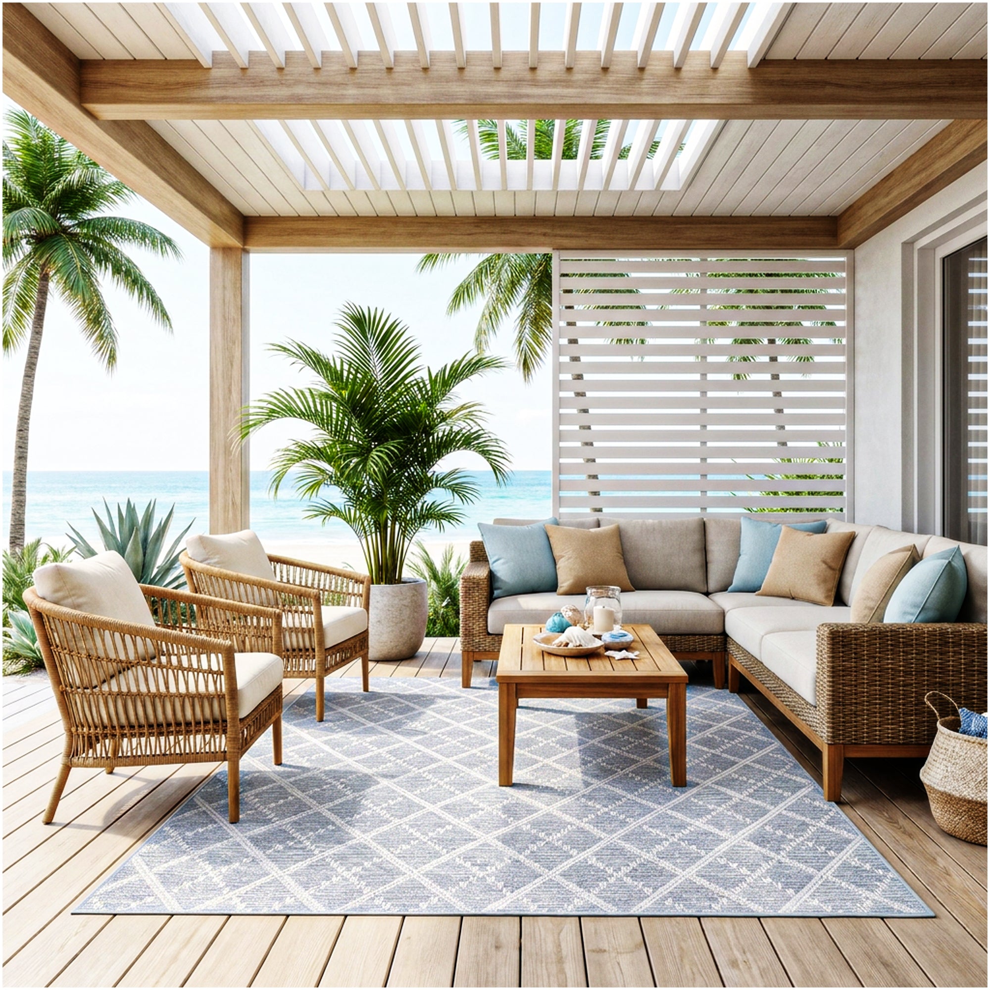 Sea Bright Sea Mist Blue Indoor-Outdoor Patio Area Rug – Custom Cut